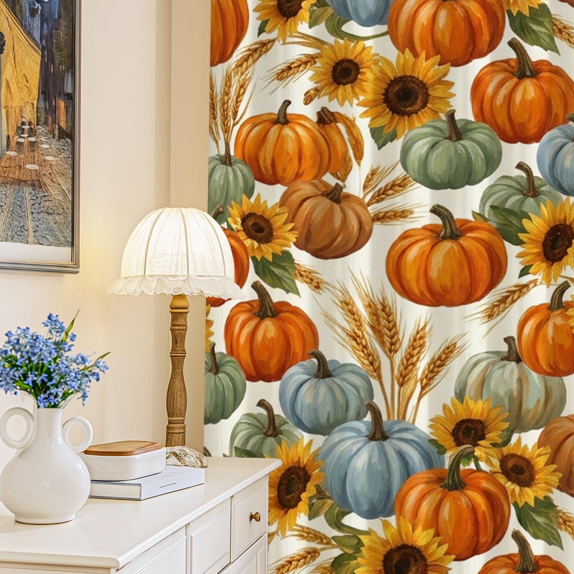Rideaux occultants citrouilles pour éliminer les reflets du soleil dans le salon