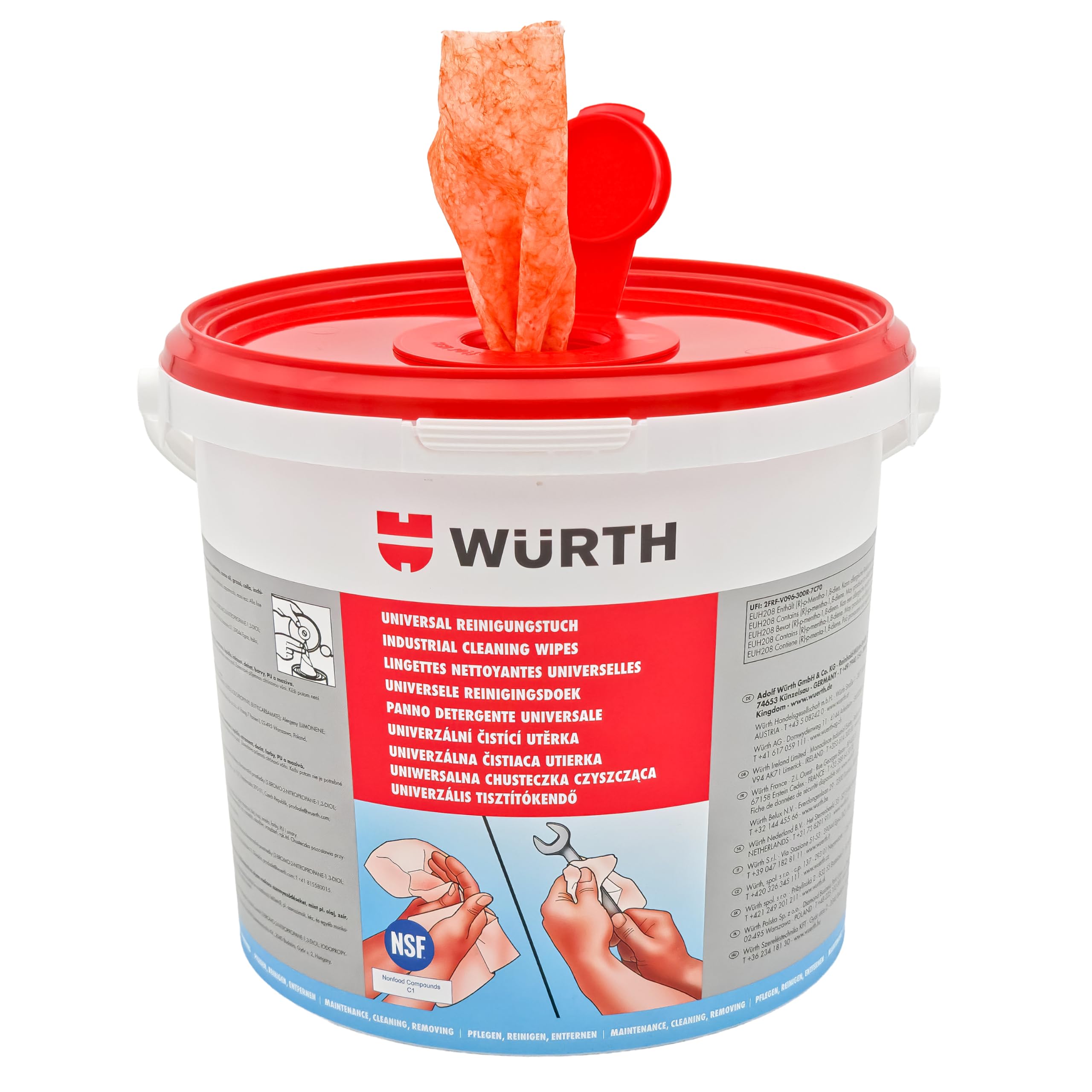Würth 089090090 Universal Reinigungstücher 90 Stück, Blau