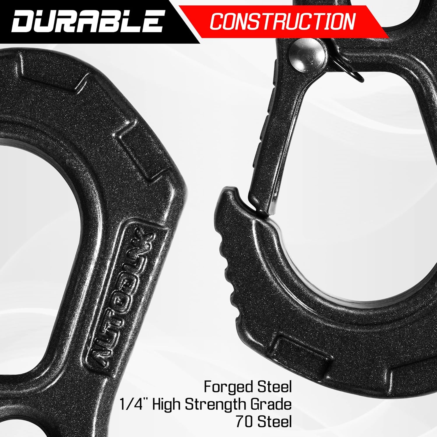 Synthetic Winch Rope - 1/4" x 50ft 10,000LBS Winch Line with Protective Sleeve, Forged Winch Hook and Rubber Stopper, Synthetic Winch Cable for 4WD ATV UTV Offroad Vehicles, Black - Image 2