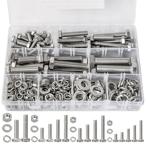 Miniatura 8 de SHAOHUA Kit surtido de 96 tuercas y pernos  M8 x 405060703.150 in  Pernos hexagonales de acero inoxidable 304 resistentes, tuercas planas y