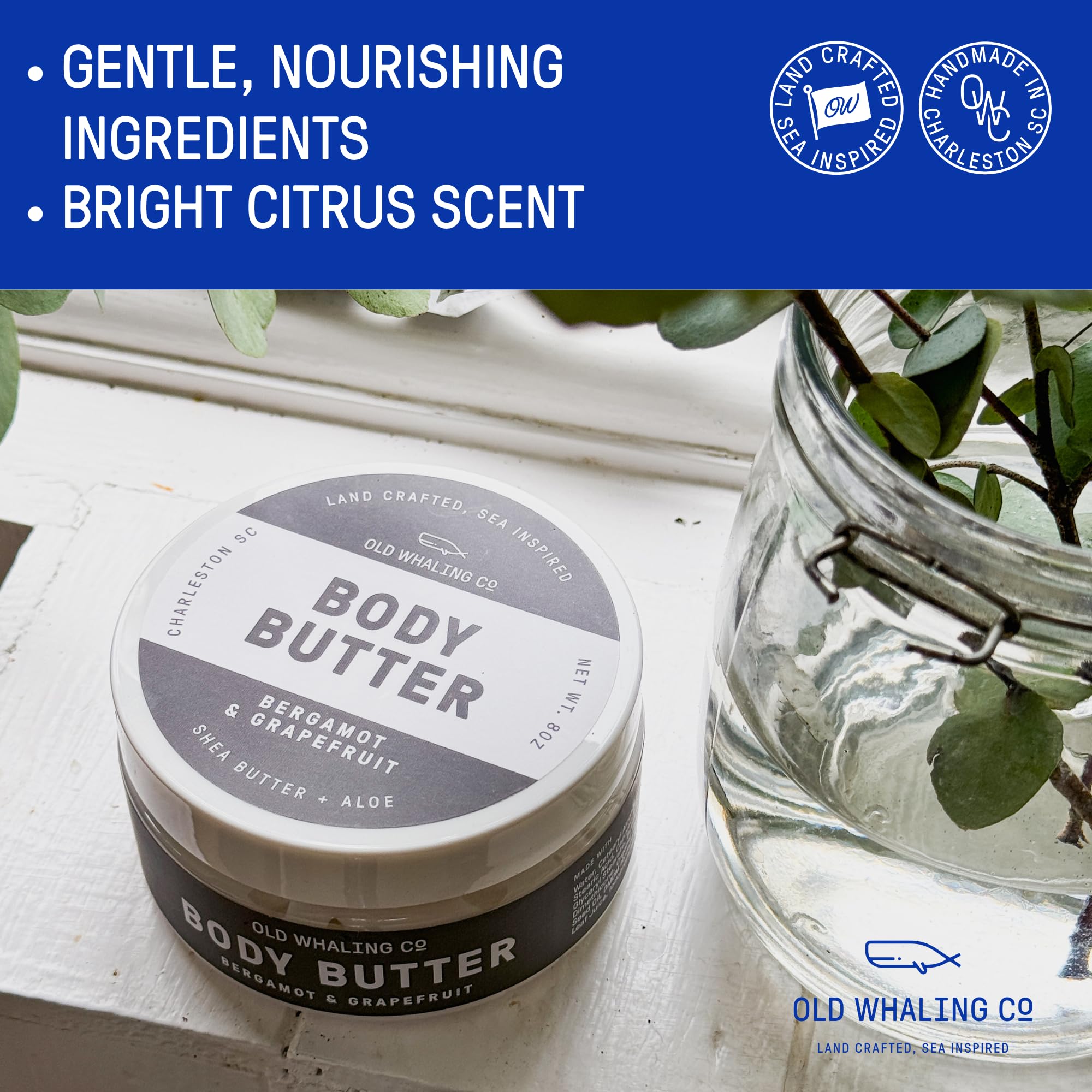 Old Whaling Co Body Butter Moisturizing Cream, 8 oz Pack of 2