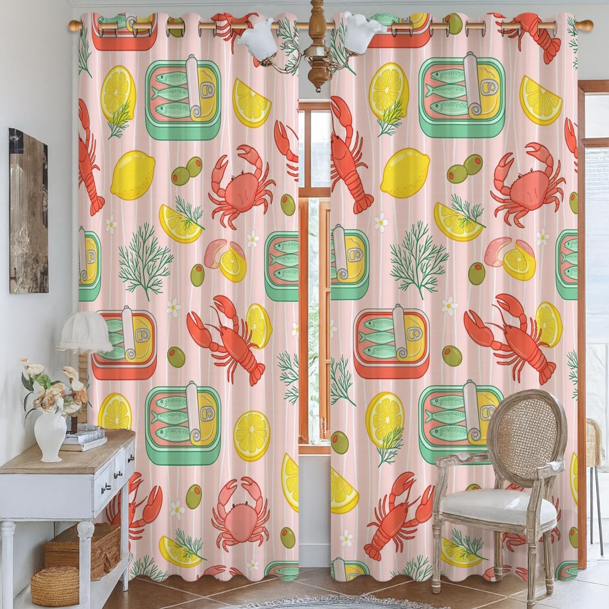 Rideaux occultants crabe 132x213cm lavables pour fenêtre de bureau