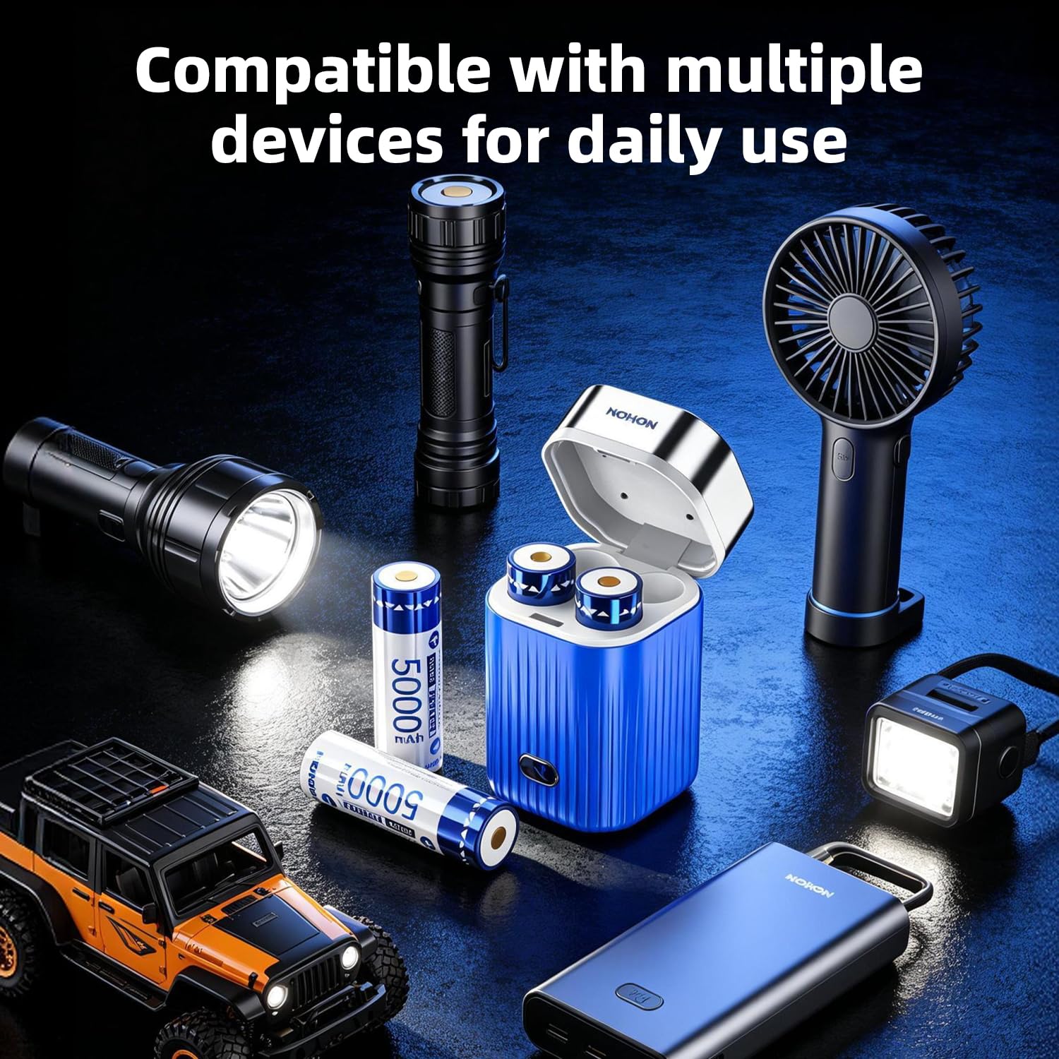 Caricabatterie 21700 Set di batterie agli ioni di litio a 4 alloggiamenti e 5000 mAh, stazione di ricarica rapida da 5 V/2,4 A, protezione di sicurezza a 9 strati, slot indipendenti con USB‑C, ideale