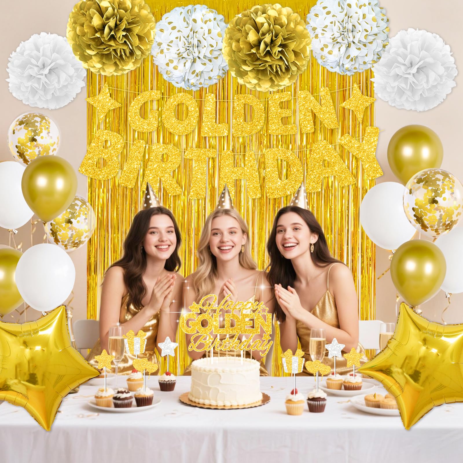 Decoraciones de cumpleaños doradas