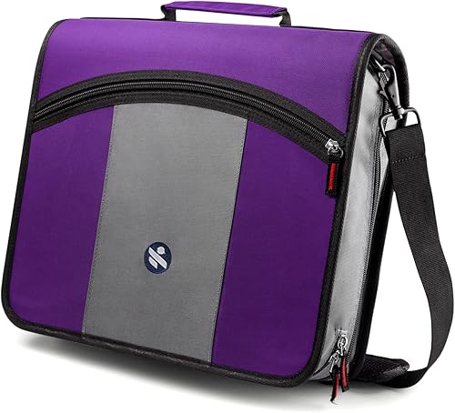 Carpeta con cremallera de 3 pulgadas, carpeta de 3 anillos redondos con archivo expandible y correa para el hombro, color negro