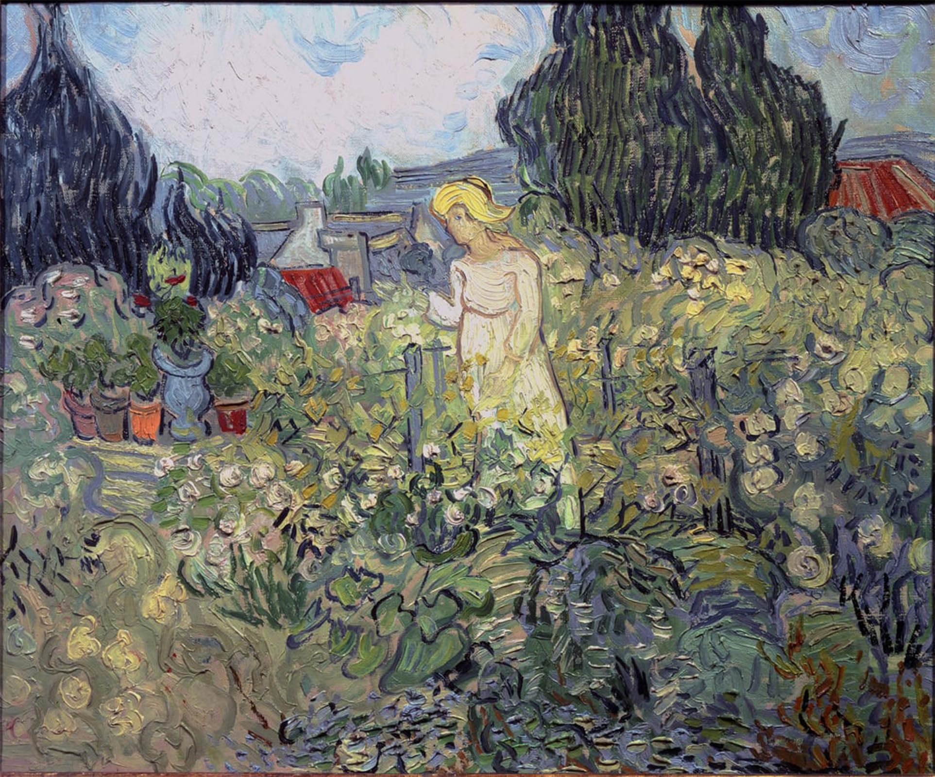 ARTXLXXBN Famous Painting Canvas Artwork Graffiti Print Miss Gachet in Her Garden At Auvers Sur Oise Portrait Canvas Image for Home Decor 60x90cm