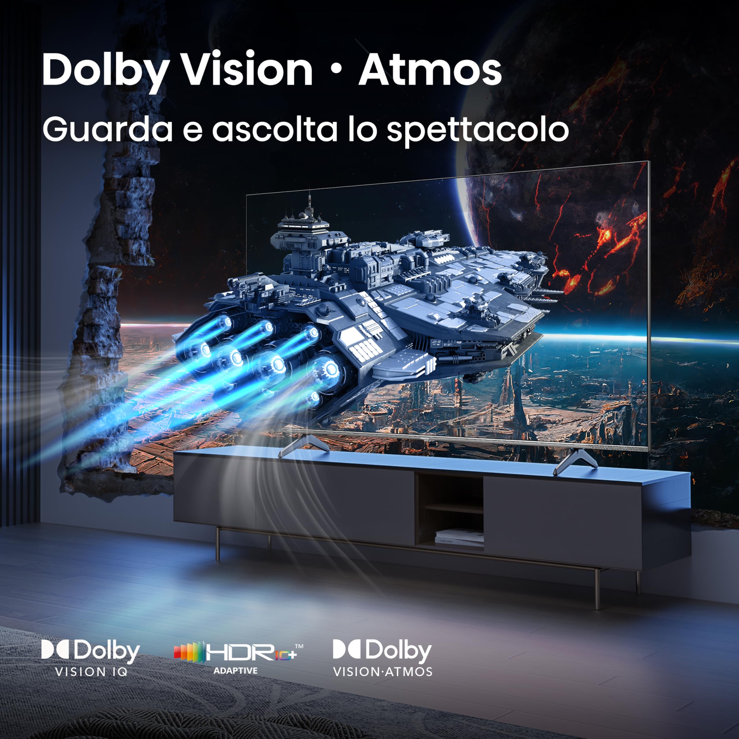 Hisense TV 55" QLED 4K 144Hz 55E7Q PRO Smart TV Dolby Vision IQ HDR10+ Dolby Atmos