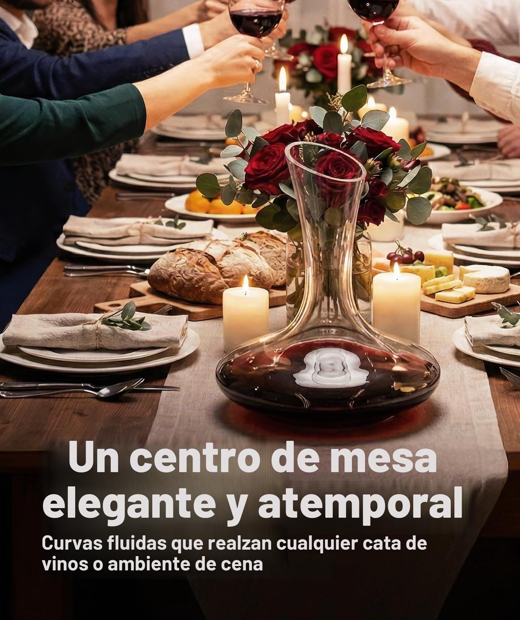 Le Chateau Decantador de vino - Jarra de cristal soplado a mano sin plomo para vino - Gran capacidad (750ml) - Respirador y aireador de vino tinto - Juego de jarra para vino - Regalos y accesorios