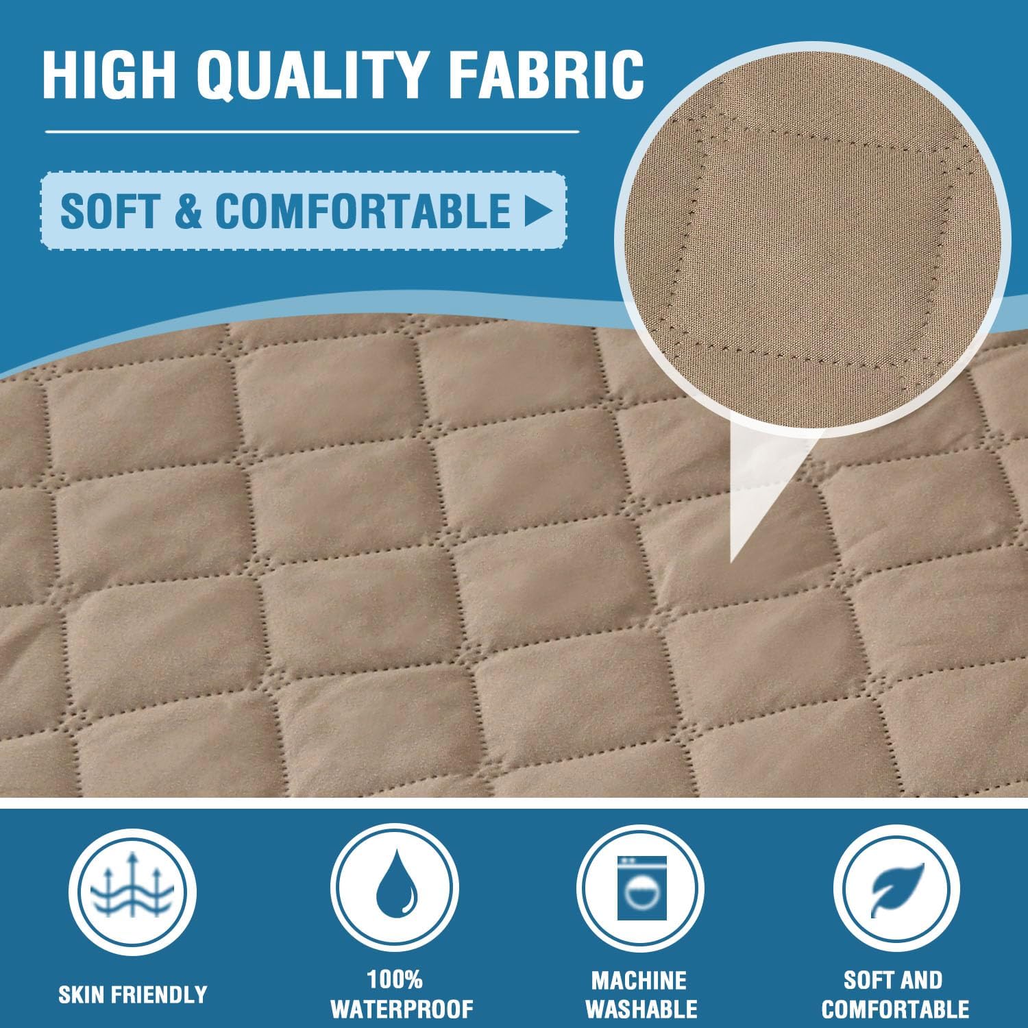 H.VERSAILTEX 100% Waterproof Sofa Slipcover 2-Piece L Shape Couch Cover Sectional Couch Cover L Shaped Sofa Cover for Dogs Non Slip with Straps (Right Chaise + 3 Seat Sofa, French Oak)