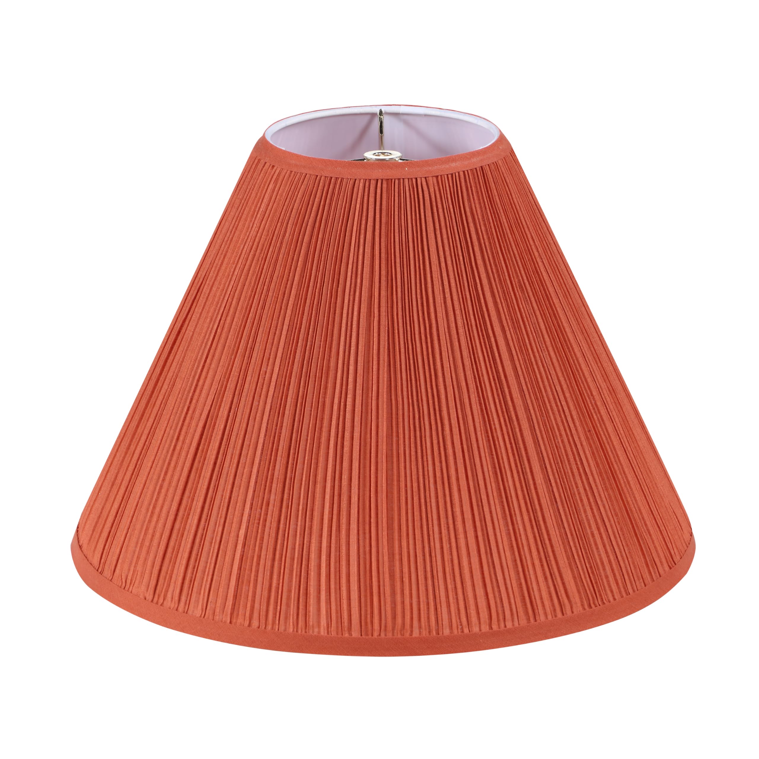 Aspen Creative 33197, Hardback Empire Transitional Spider Lamp Shade, Mushroom Pleated Carrot Faux Silk Fabric, 6" Top x 16" Bottom x 12" Slant Height