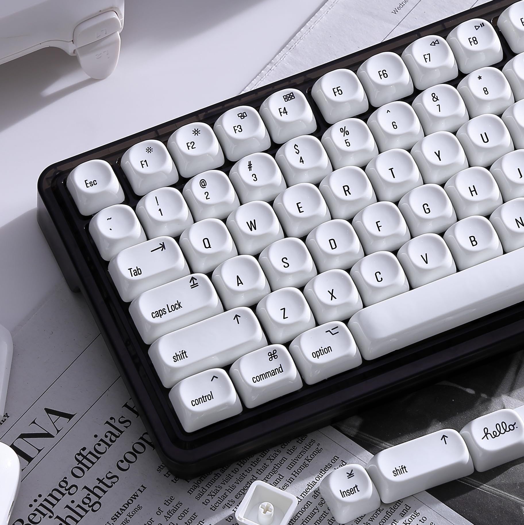 dagaladoo PBT Keyboard keycaps Ceramic Style,White moa keycaps