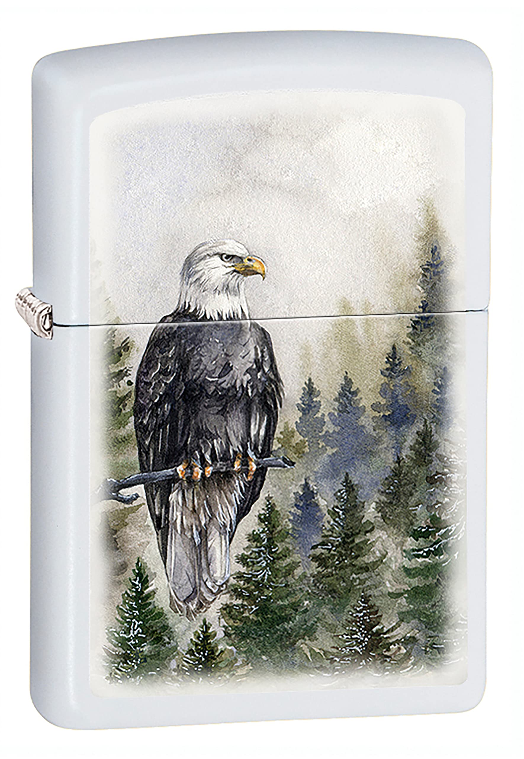 Accendino Zippo® Eagle 22A039, Accendino Antivento Ricaricabile Zippo, Realizzato in Metallo con Caratteristico "click" Zippo, Color Bianco, Made in USA, Ottima Idea Regalo