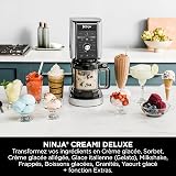 Ninja CREAMi Deluxe Machine a glace et sorbetière, 2 bacs, 10 fonctions, crème glacée, sorbets, yaourts glacés, des milkshakes, des slush, Pièces amovibles lavables au lave-vaisselle, Argent NC502EU - 4