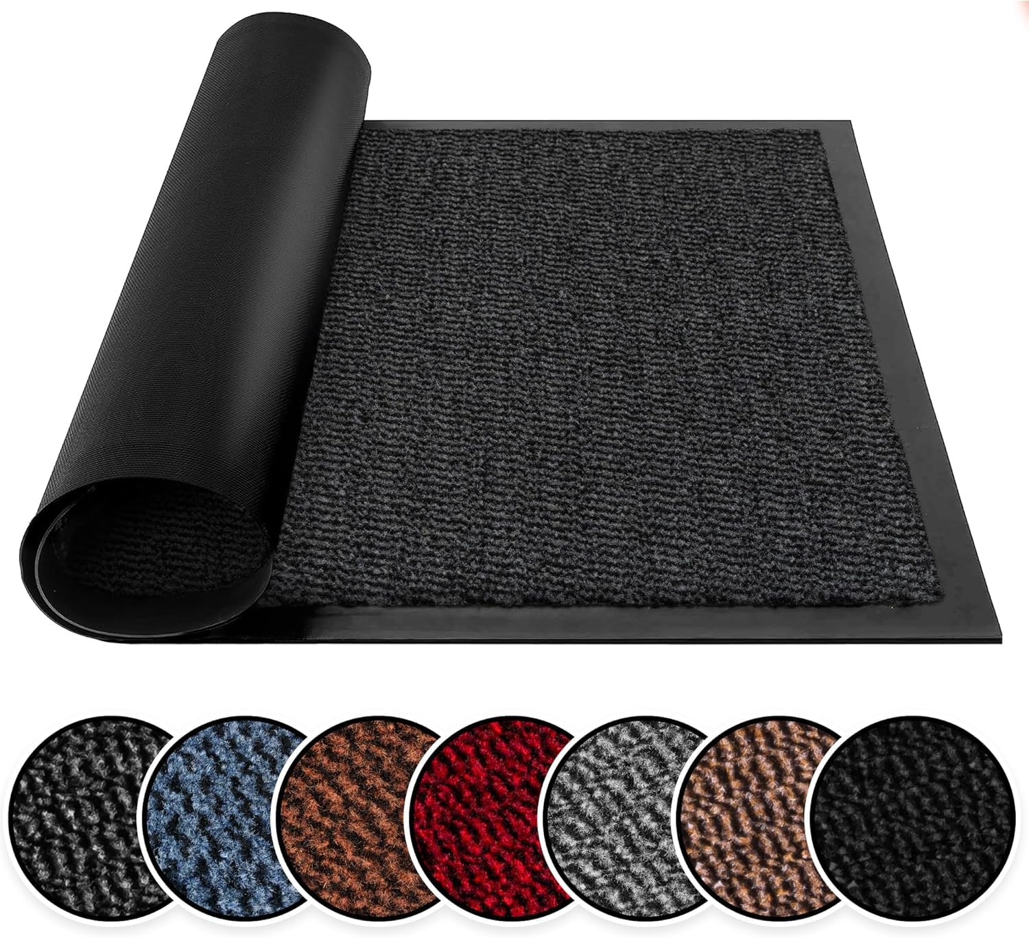 BLADO Washable Door Mats Indoor & Outdoor - Non-Slippery Heavy Duty Doormats Indoor - Stylish & Large Rubber Door Mat - Perfect Dust Grabbing Outdoor & Indoor Door Mat (Anthracite, 40cm x 60cm)