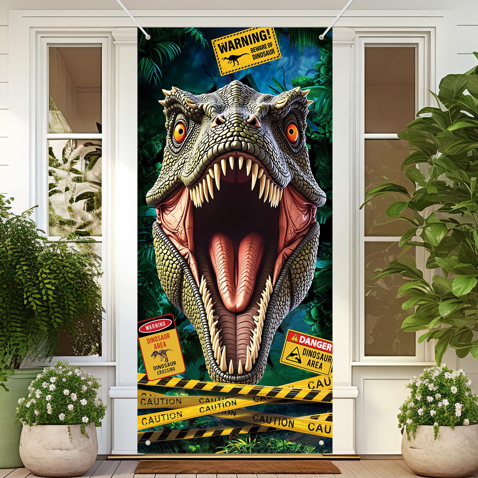 Dinosaur Birthday Banner Dino Door Banner Porch Sign for Boys Girls Dinosaur Birthday Party Backdrop Hanging Jungle Safrai Baby Shower Party Supplies