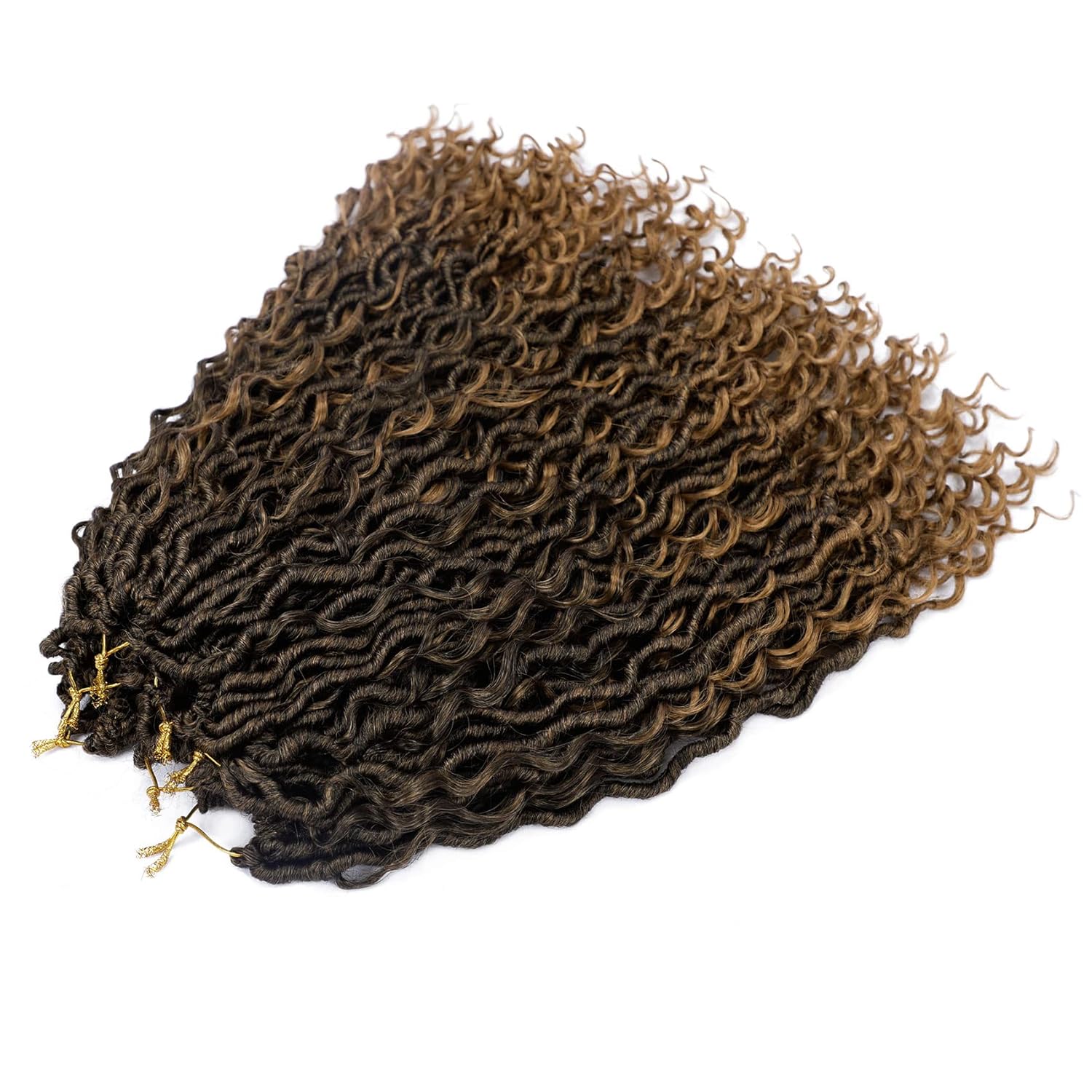 LIYATE Goddess Faux Locs Crochet Hair 14 Inch 6 Packs Crochet Hair for Black Women Pre Looped Soft River Locs Crochet Braids with Curly Hair Boho Style Hair Extensions(T1B/27)