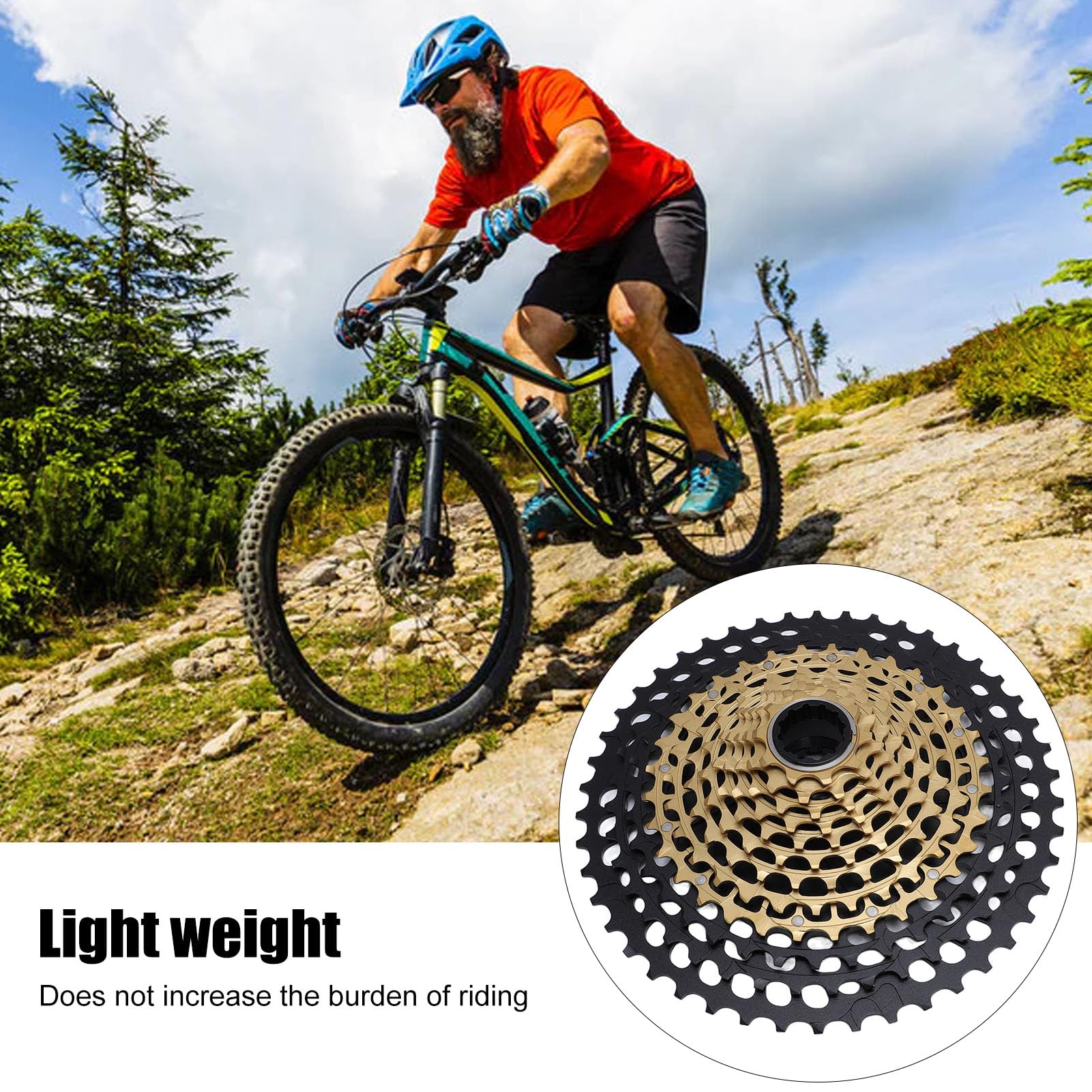 Yosoo Health Gear Kaseta do Roweru Górskiego 12-biegowa Kaseta CNC Pusta Stal Stopowa 10 46T Lekka Zębatka do Wspinaczki Górskiej i Kolarstwa Szosowego