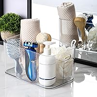 Vista 10 de 5-Compartment Clear Plastic Bin - Divided Art Supplies, Cosmetic Makeup Caddy Organizer - Multiuse Storage Container for Vanity, Bathroom, Kitchen