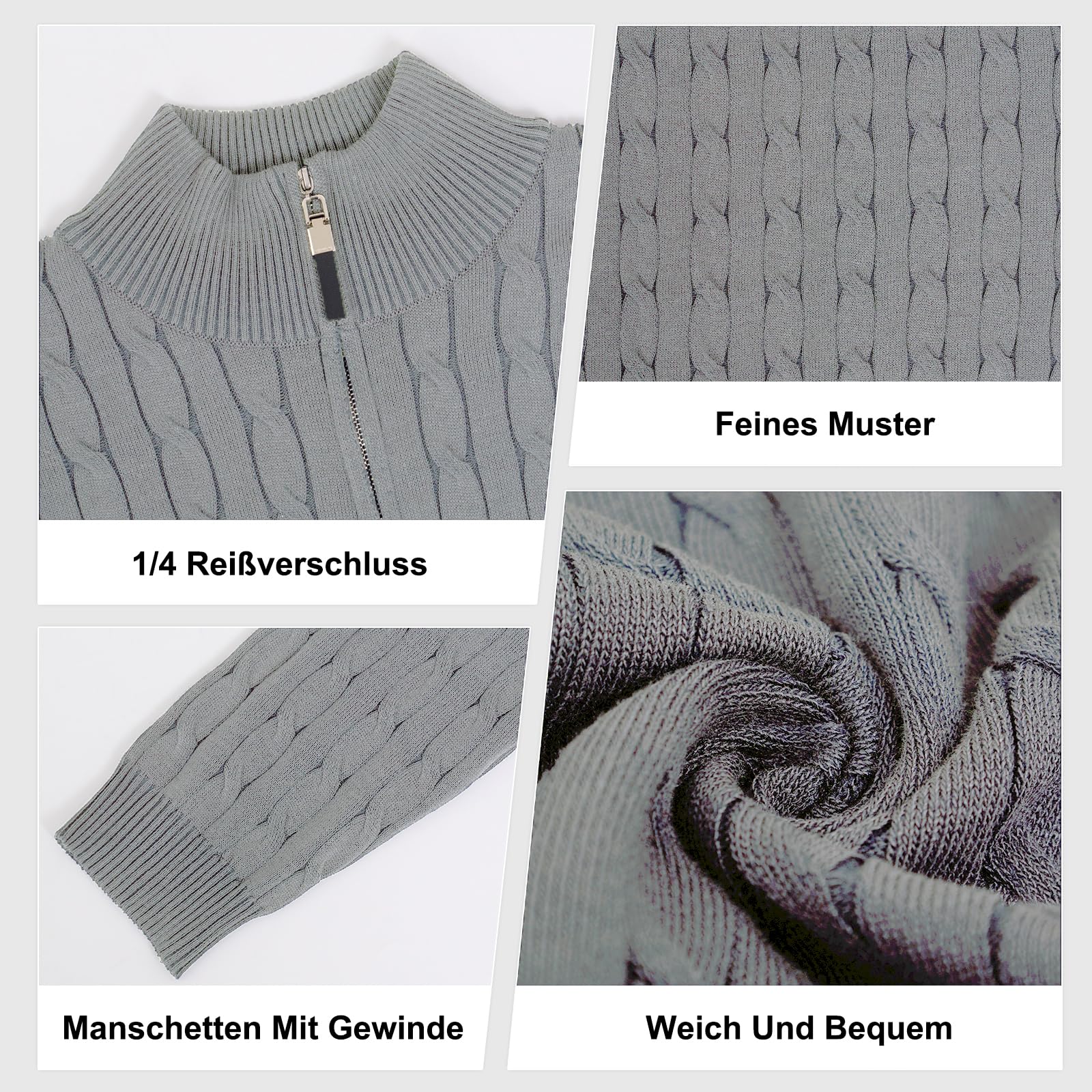 LAOARA Maglione Uomo Invernale Maglioncino Pullover Collo Alto con Zip Manica Lunga Maglioni M-3XL