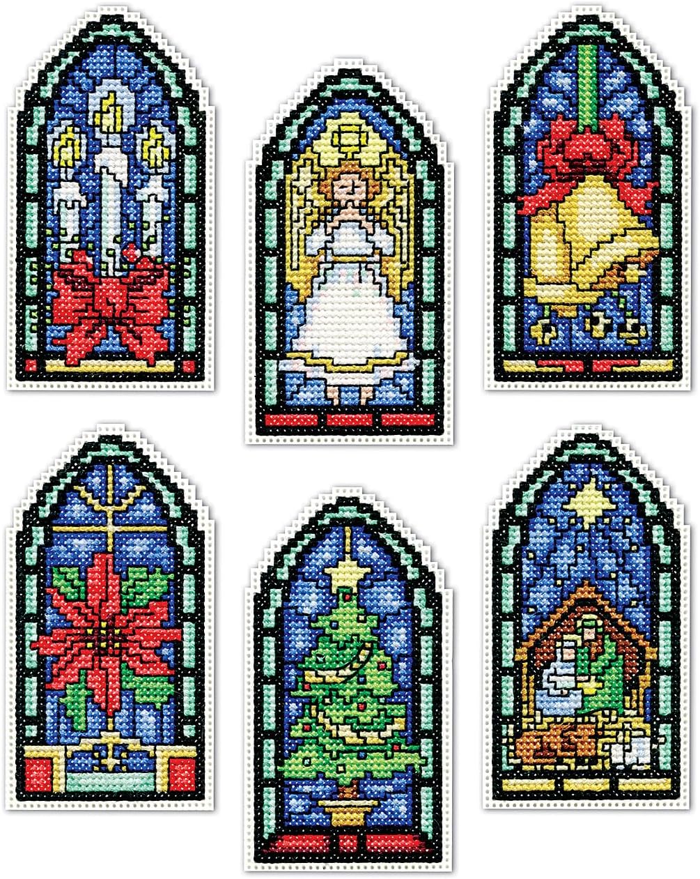 Design Works Crafts Stained Glass Counted Cross Stitch Ornament Kit - Set of 6