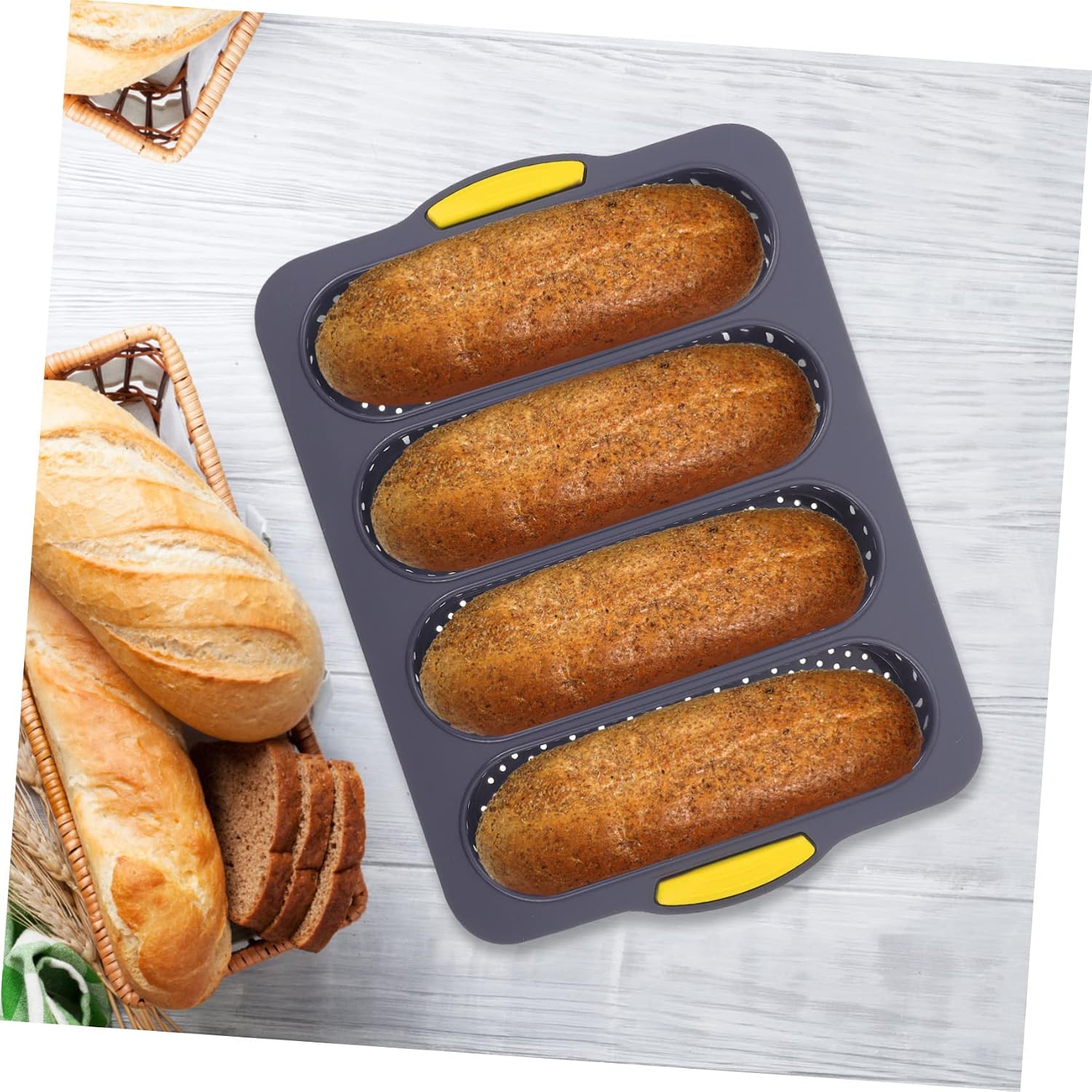 French Bread Loaf Pan Silicone Baking Molds Slot Loaves Banneton Bread Proofing Basket Easy Clean