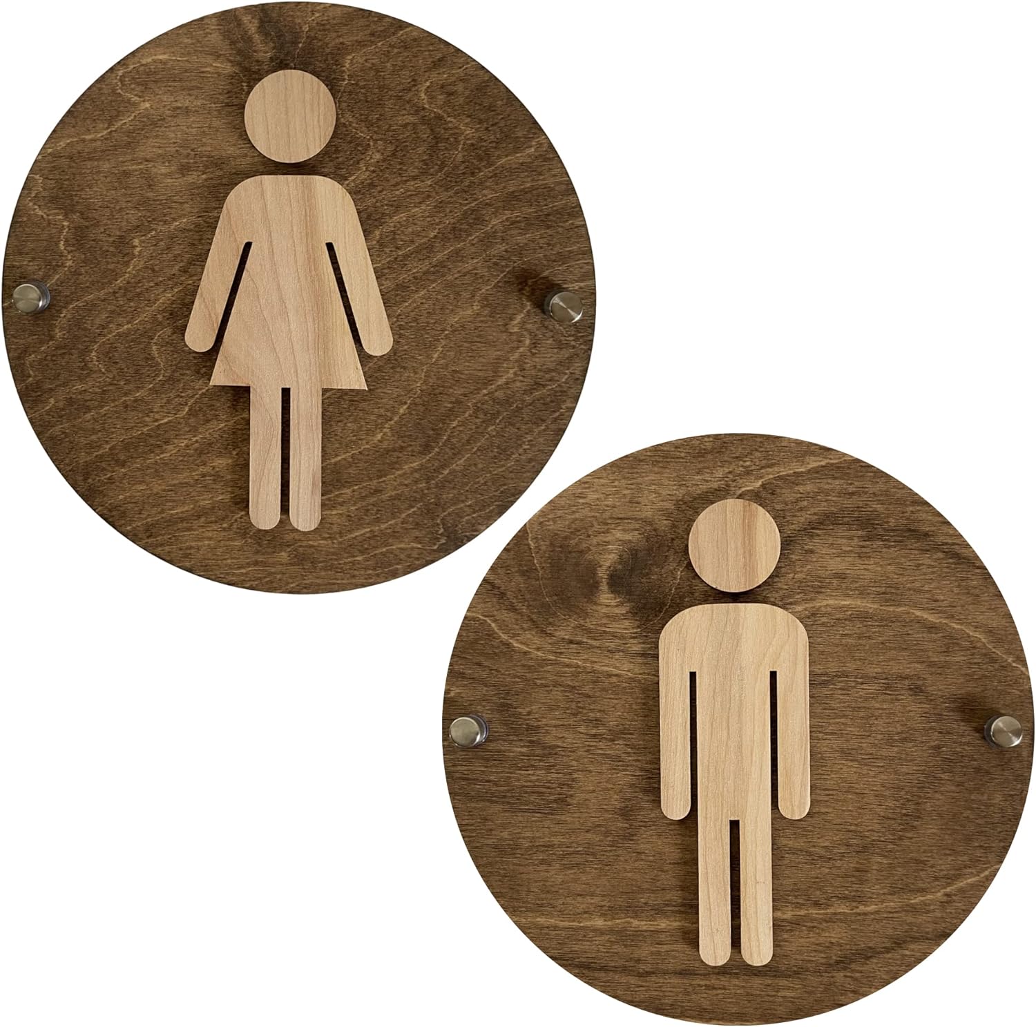 Womens Mens Unisex Office Coffee Shop Restroom Signs | Modern Business Handicap Signage | Rustic Wood | 9 Inch x 9 Inch Bathroom Size & Color Options Available | Price Per Sign Not A Set