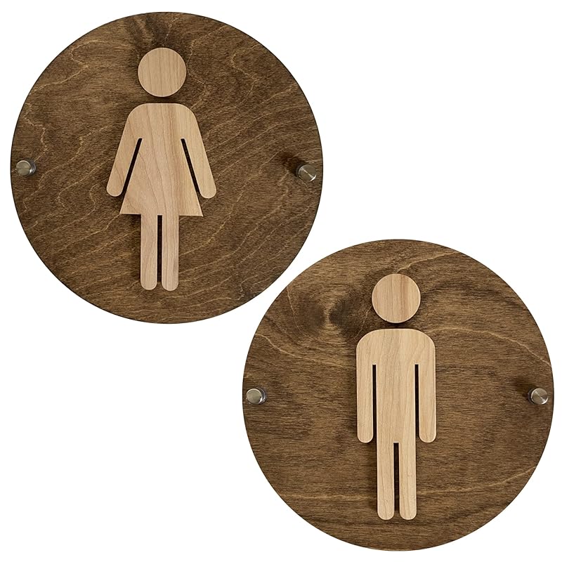 Amazon.com: Womens Mens Unisex Office Coffee Shop Restroom Signs | Modern Business Handicap ...