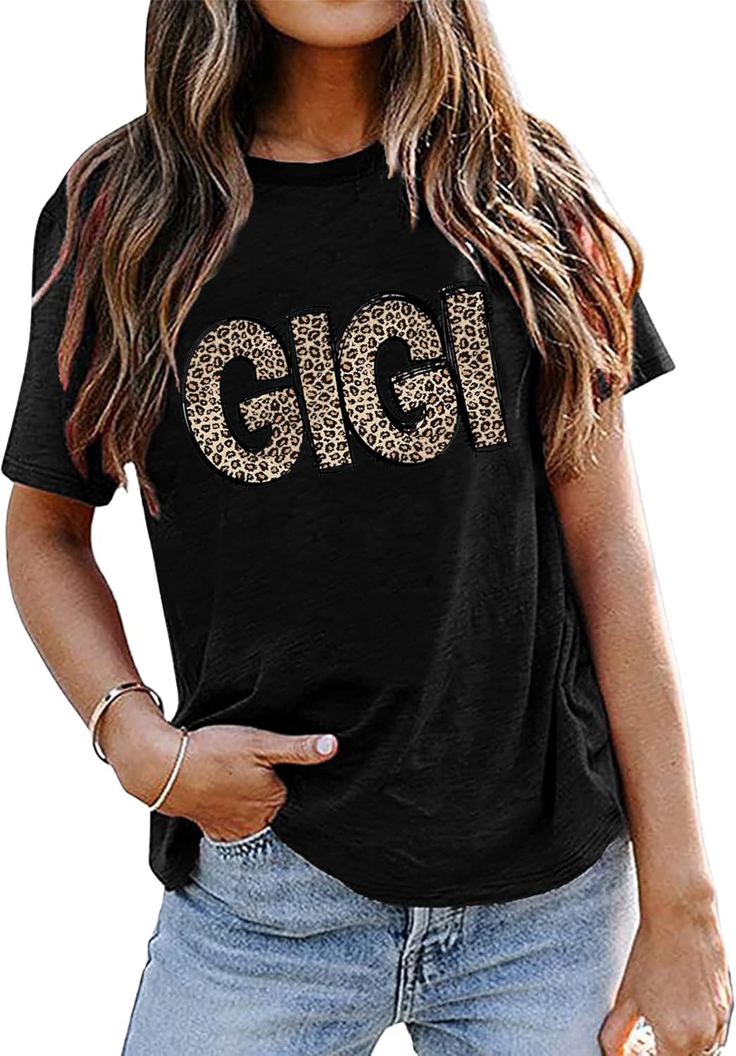Gigi Shirt for Women Funny Grandma Tshirts Leopard Heart Graphic Grandma Life Casual Short Sleeve Tee Tops - Image 2