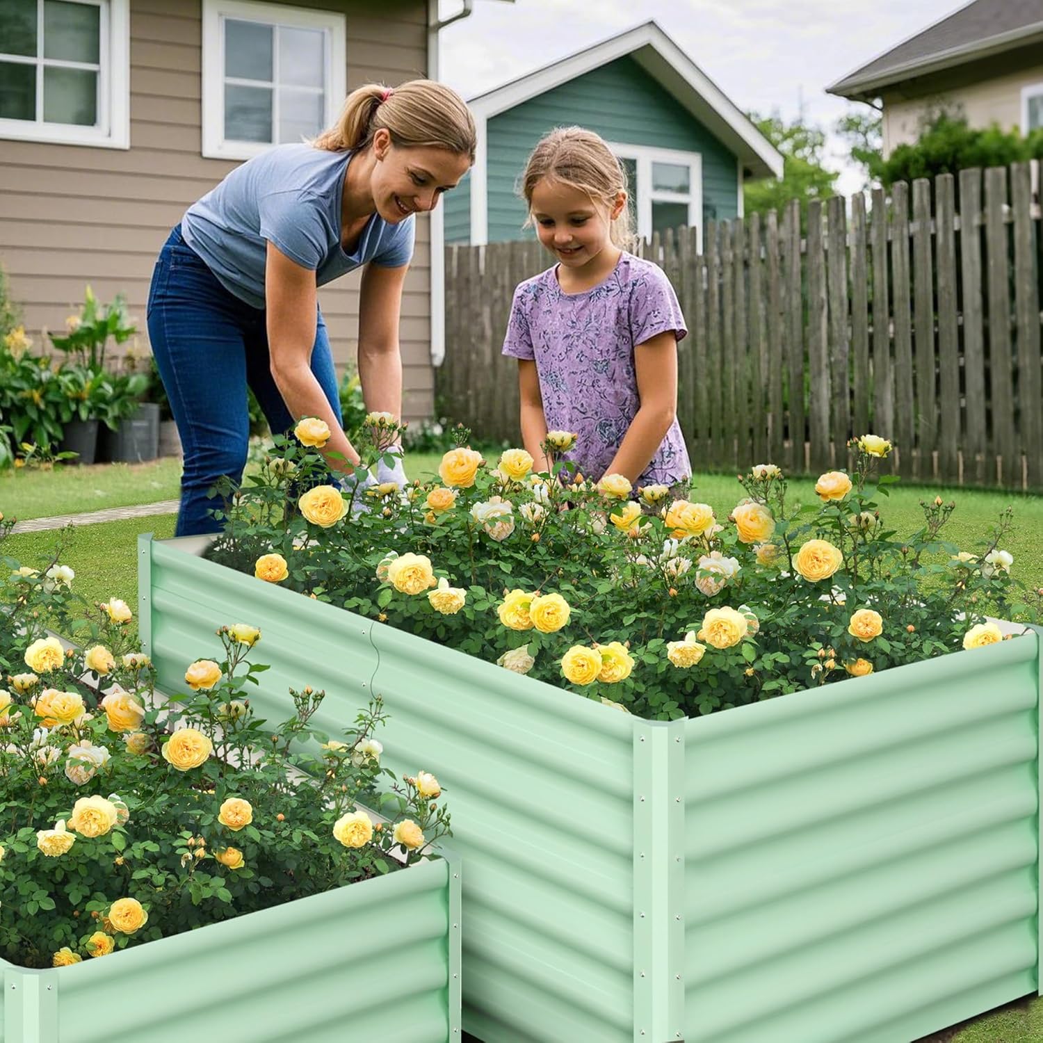 TROPOW Raised Garden Bed Outdoor Rectangular Steel Raised Garden Beds for Efficient Gardening and Planting.8 * 4 * 2FT.Olive Green.