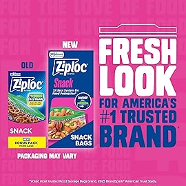 Ziploc Snack Bags with EasyGuide Texture, Small Plastic Storage Bags with Grip \'N Seal Technology, 324 Bags Total (Packaging May Vary)