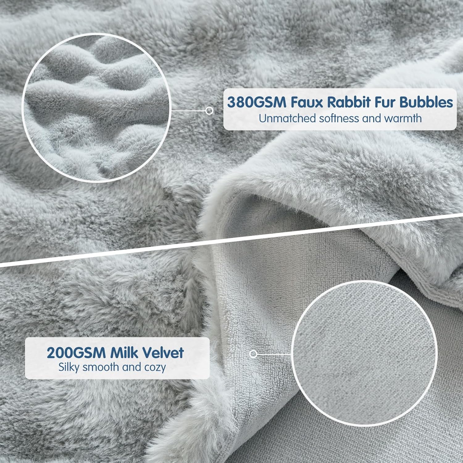 Tokokimo Fluffy Duvet Cover Set King Size, Faux Fur Duvet Cover Set Soft Reversible Bedding Set, Grey Comforter Cover with 2 Pillow Cases, All Season Fuzzy Comforter Cover Set