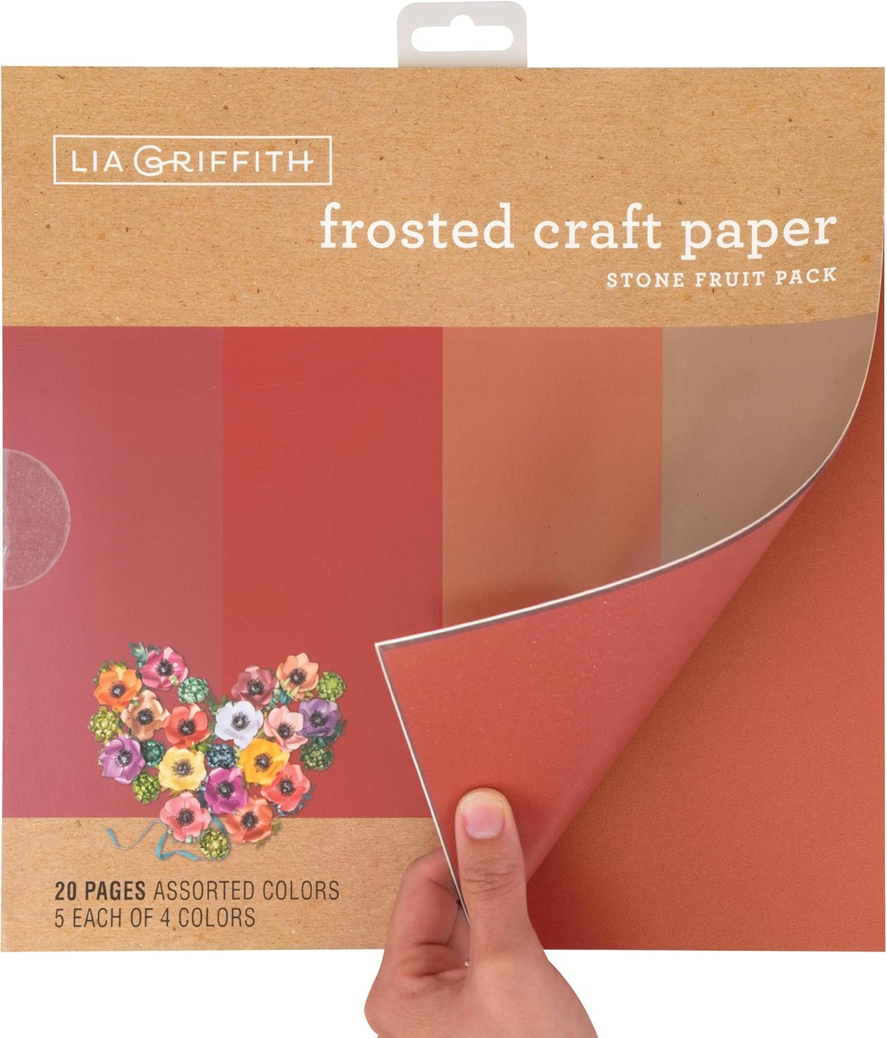 Lia Griffith Frosted Craft Paper, 12" x 12", Stone Fruit Pack 20 Sheets