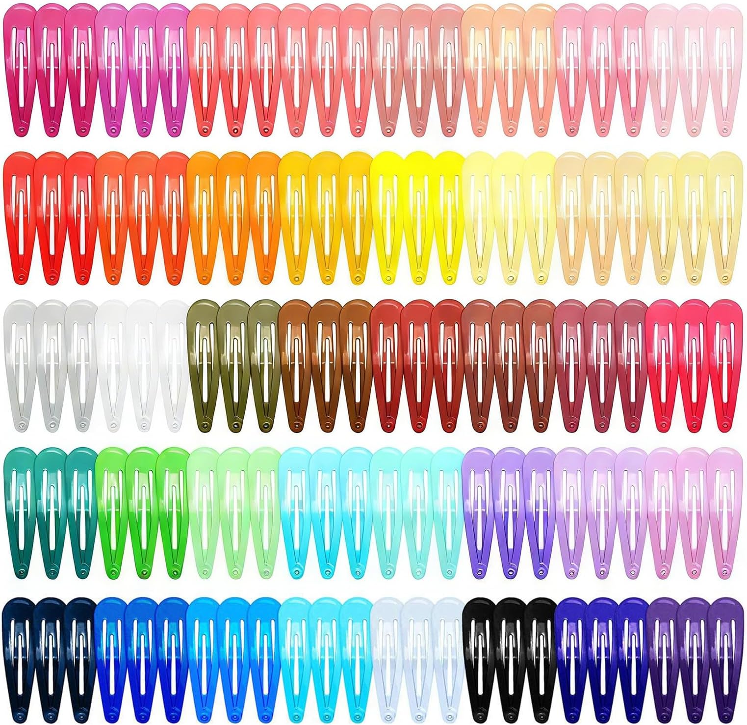 120 Pack Colorful Metal Snap Hair Clips, 2 Inch Barrettes in 40 Assorted Candy Colors, Non-Slip Hair Accessories for Kids Teens Women