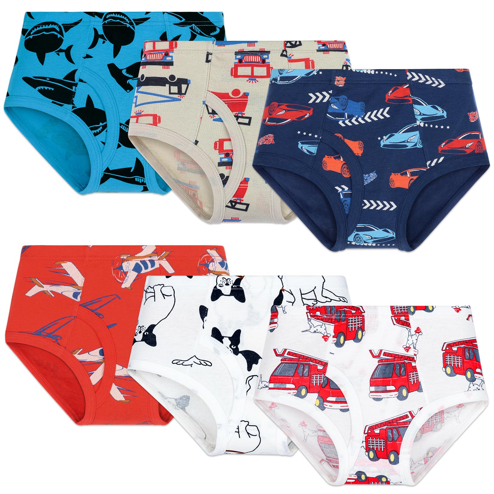 Boy's Underwear 100% Cotton Soft Boys Briefs 6 Pack Toddler Underwear with Size 2/3t, 4t, 5t, 6 and 8 (Age 2-10)