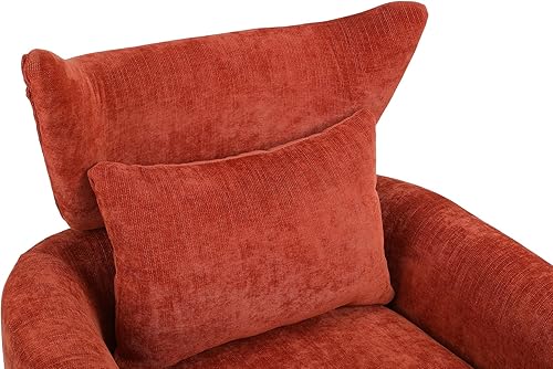 Miniatura 7 de Silla giratoria de barril redondo, silla de club de mediados de siglo, moderna, elegante, con respaldo de ala, asiento profundo, cómoda silla para