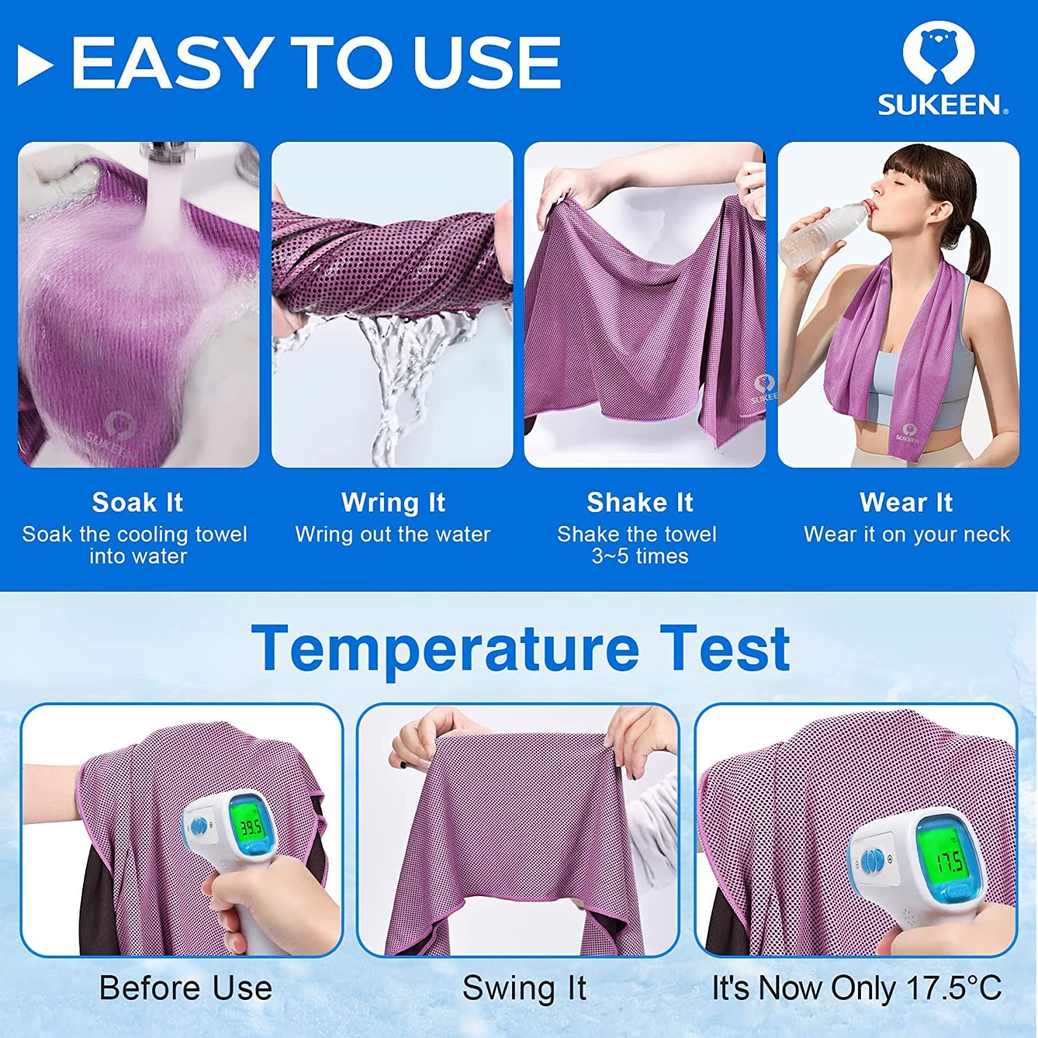 IYARKAI® Serviette de plage en icrofibre, serviette de plage onograée verte, extra large