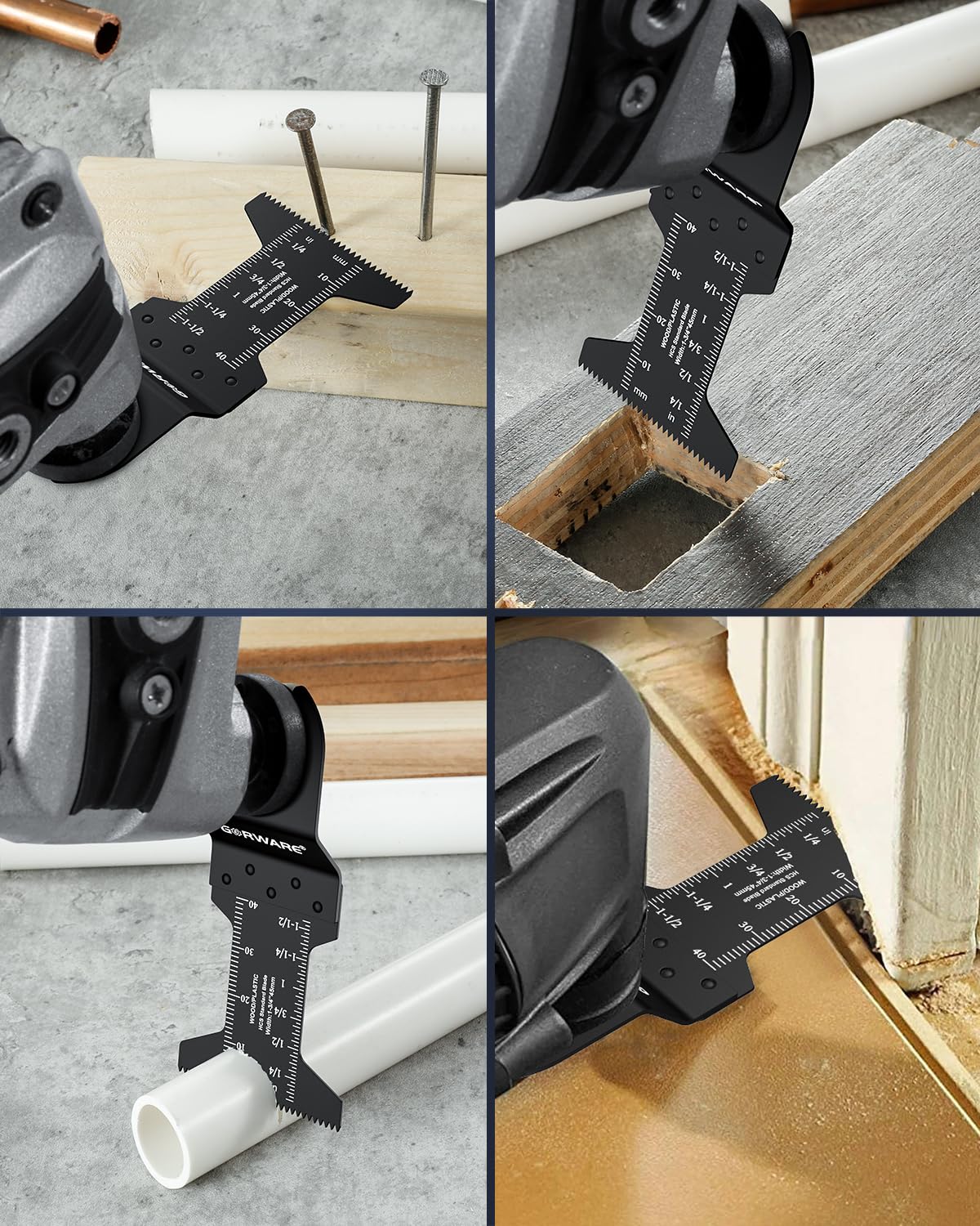 GORWARE 100 hojas de sierra oscilantes universales de madera y plástico, cuchillas multiherramienta de liberación rápida de 1-3/4 pulgadas, compatibles con Milwaukee, Dewalt, Makita, Rockwell, Ryobi,