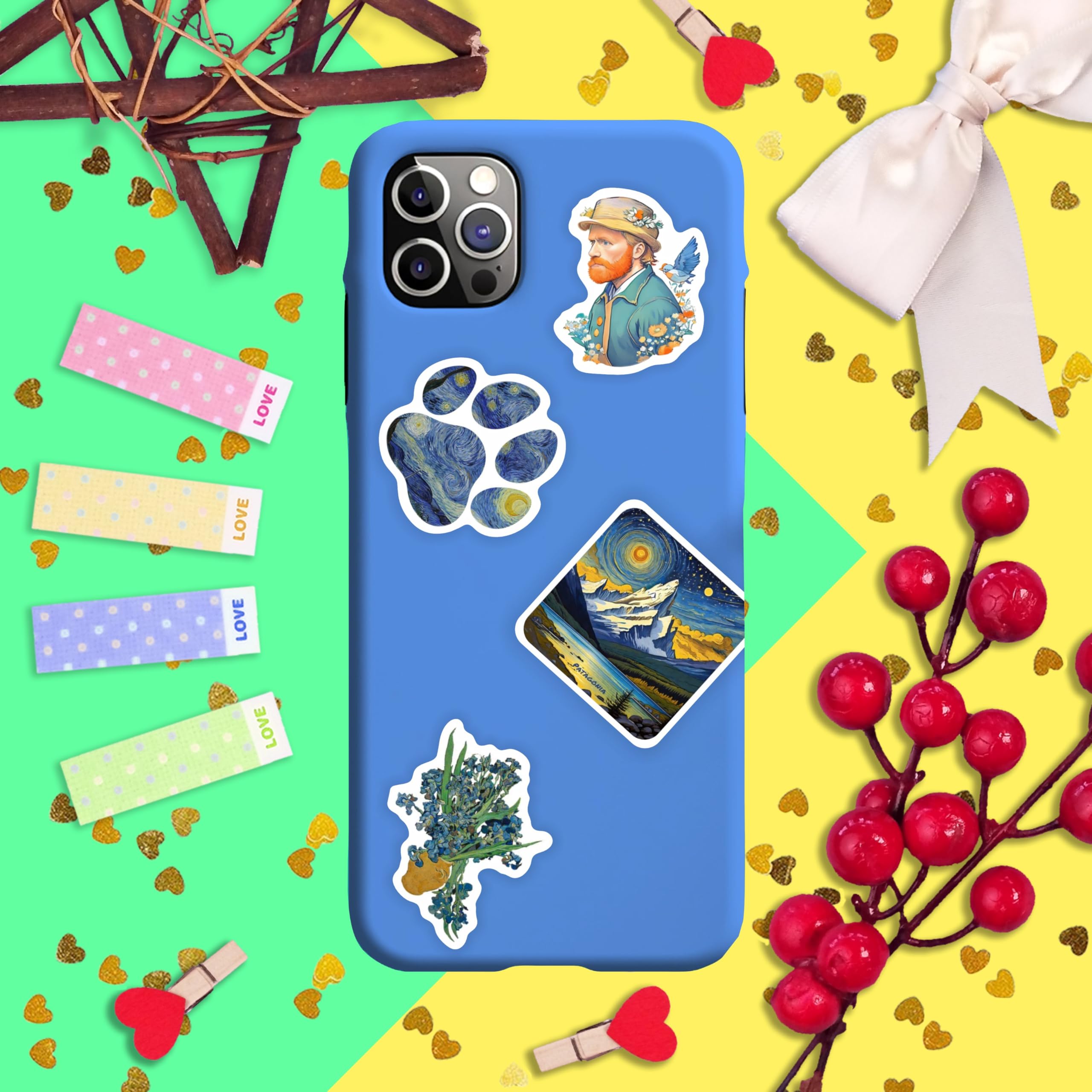 BulbaCraft 100Pcs Van Gogh Stickers for Water Bottle and Laptop - Van Gogh Party Supplies & Decorations, Waterproof Vinyl Decals, Art and Museum Stickers, Gifts for Women & Men
