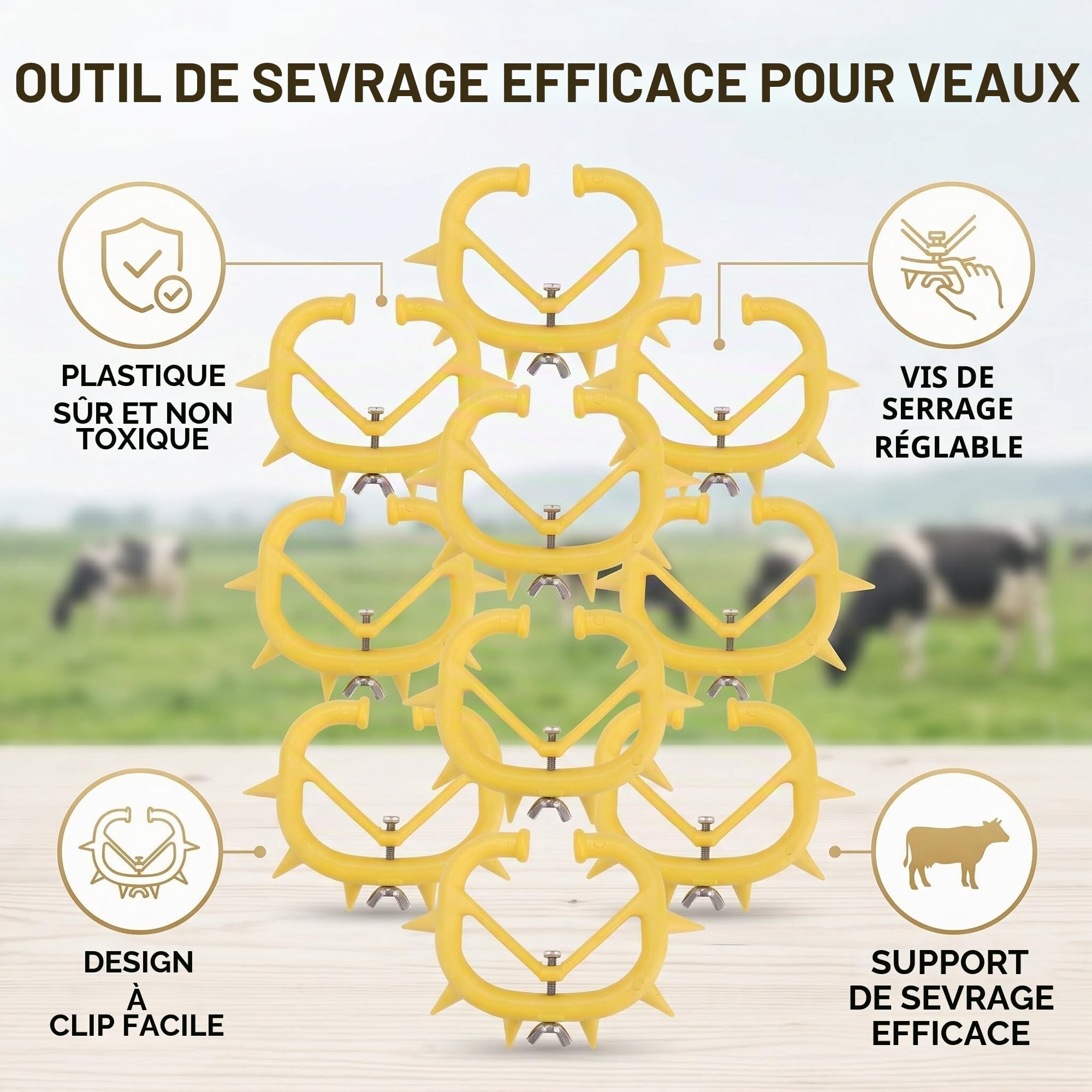 HEEPDD 10 pièces Anneaux de Nez de sevrage de Veau, Anneau de sevrage à Pointes de sevrage en Plastique Outil de sevrage de Vache Anti-succion équipement agricole