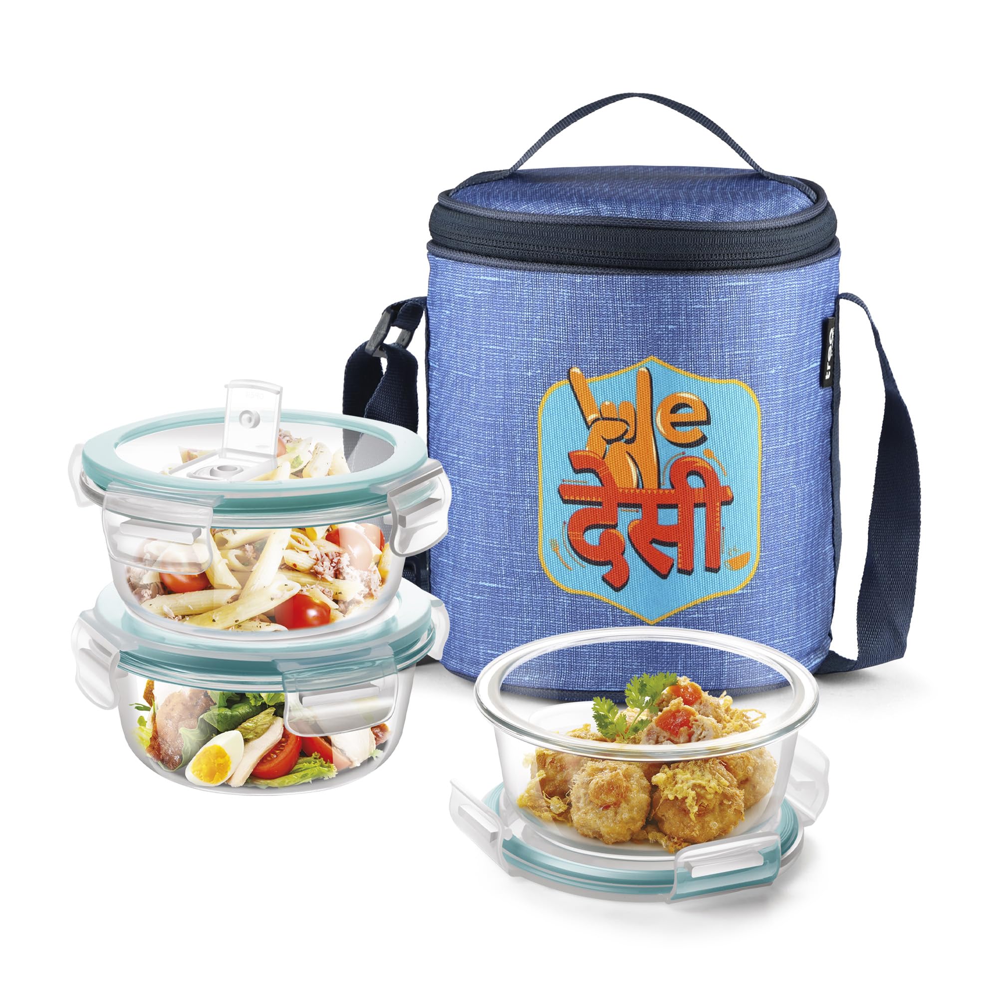 Treo by Milton All Fresh Glass Tiffin Containers With Insulated Jacket (Wedesi print), 3 Containers, 400 ml Each, Blue, Microwave Safe, Ovensafe, Stackable, Leak Proof, Office (B0DDKS8HK9) Amazon Price History, Amazon Price Tracker