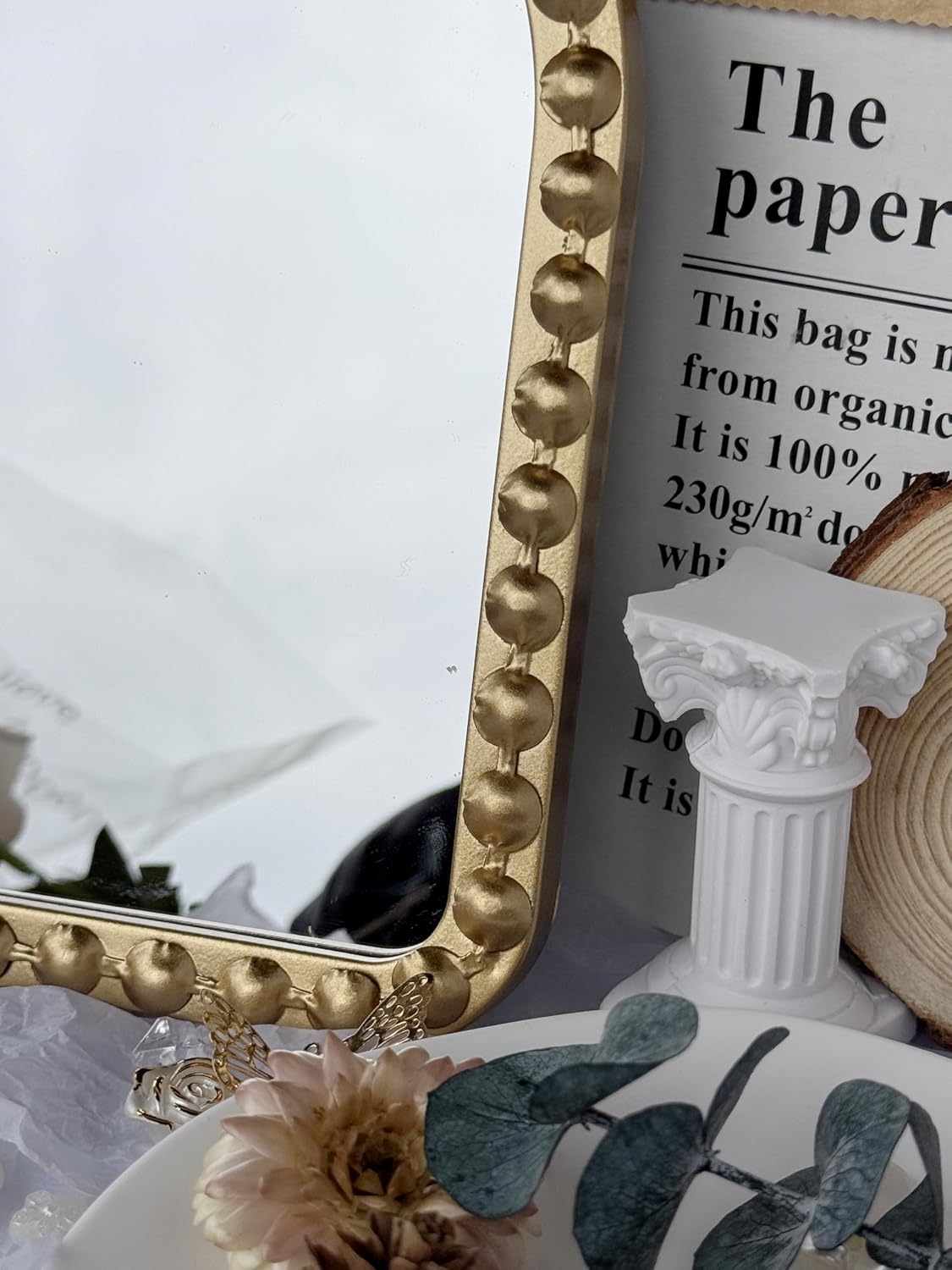 Table Mirror,Home Mirror,Small Mirrors,School Locker, Bathroom,9.5x7.5 Inches(A Gold)