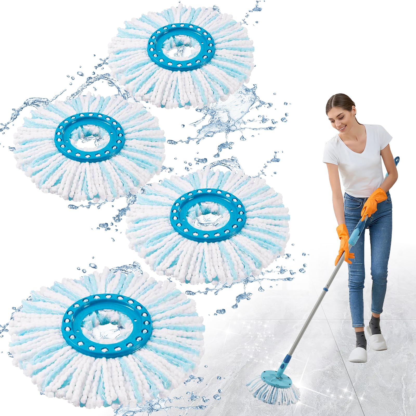 Balai Nettoyant Sol 2 Serpillères Microfibre Leifheit - Compatible Clean Twist Et Combi Mop Têtes Serpillère