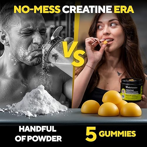 Vista 3 de Gomitas de monohidrato de creatina para hombres y mujeres – Creatina monohidrato fabricada en Estados Unidos para hombres 5000 mg por porción