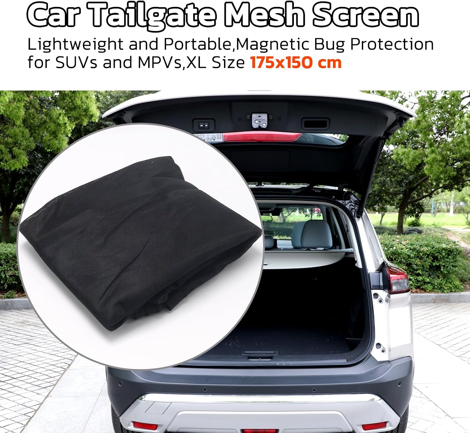 Car Tailgate Net, Breathable Anti-Mosquito Magnetic Net, Suitable for SUVs, MPVs, and Vans, Essential for Camping and Outdoor Activities