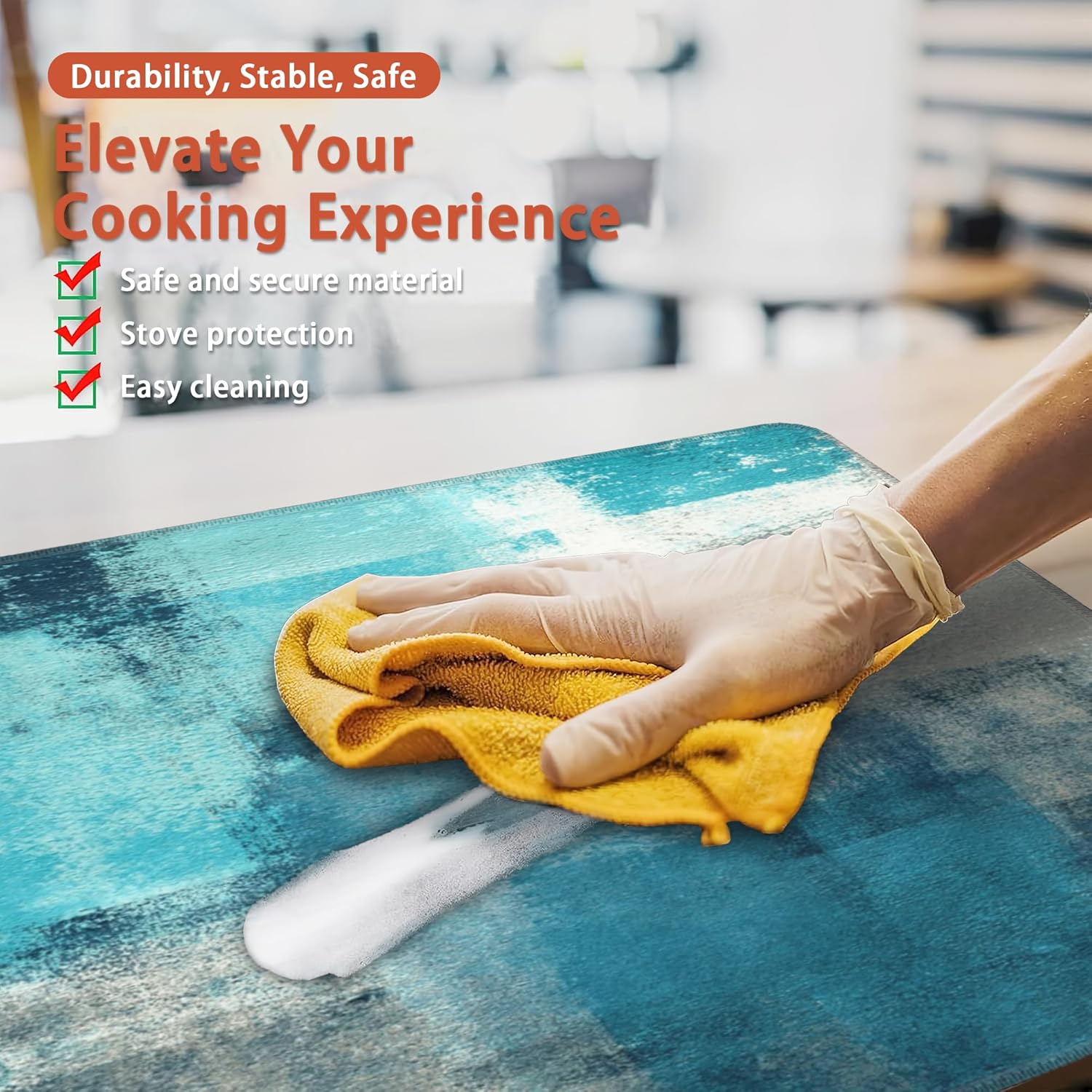Stove Top Cover for Electric Stove,Abstract Art Painting Heat Resistant Glass Cooktop Cover,Grey Blue Multipurpose/Counter/Washer Top Protector,Dishwasher Safe Natural Rubber(28"x19.5")