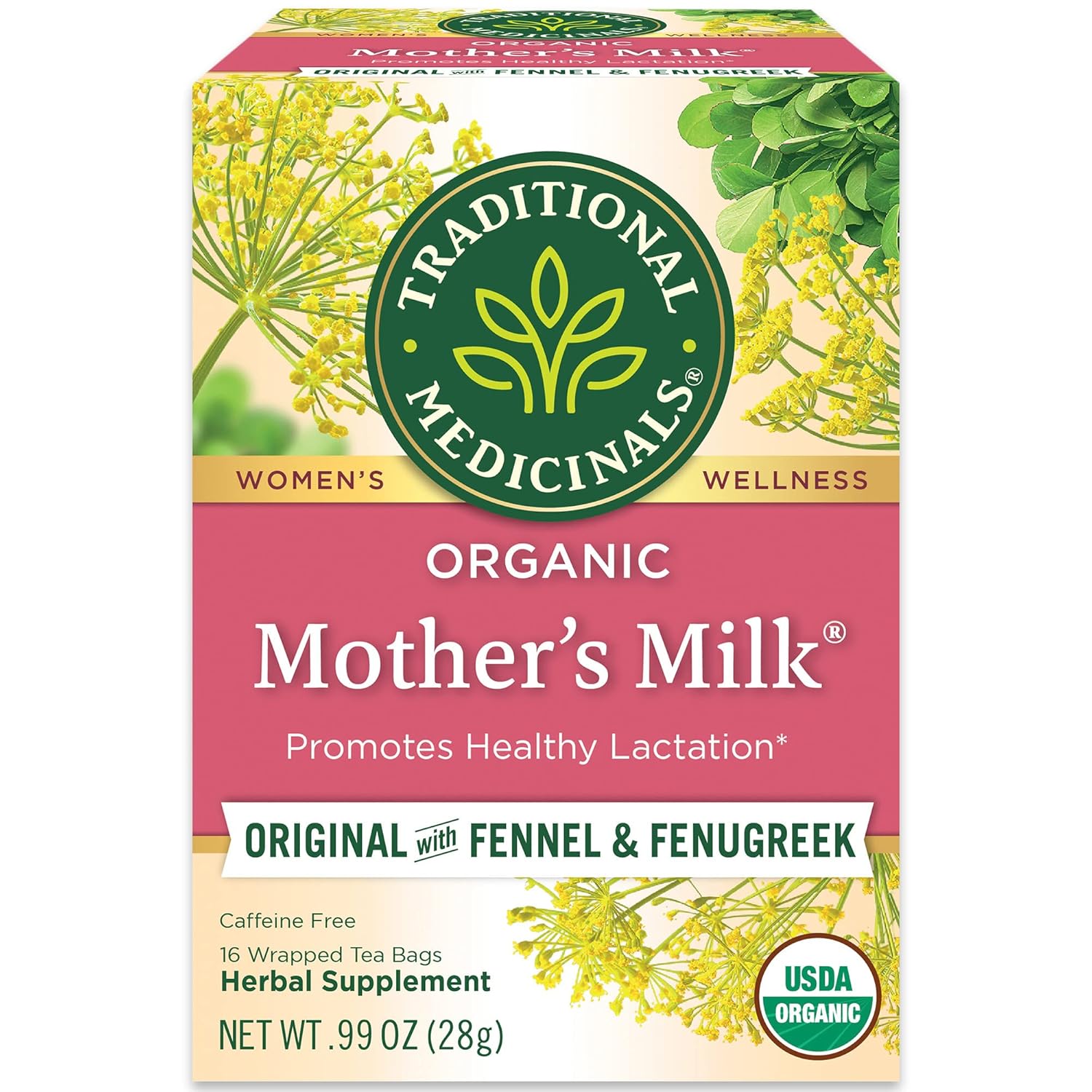 Traditional Medicinals Organic Mother’s Milk Herbal Tea, Promotes Healthy Lactation, (Pack of 5) - 80 Tea Bags Total