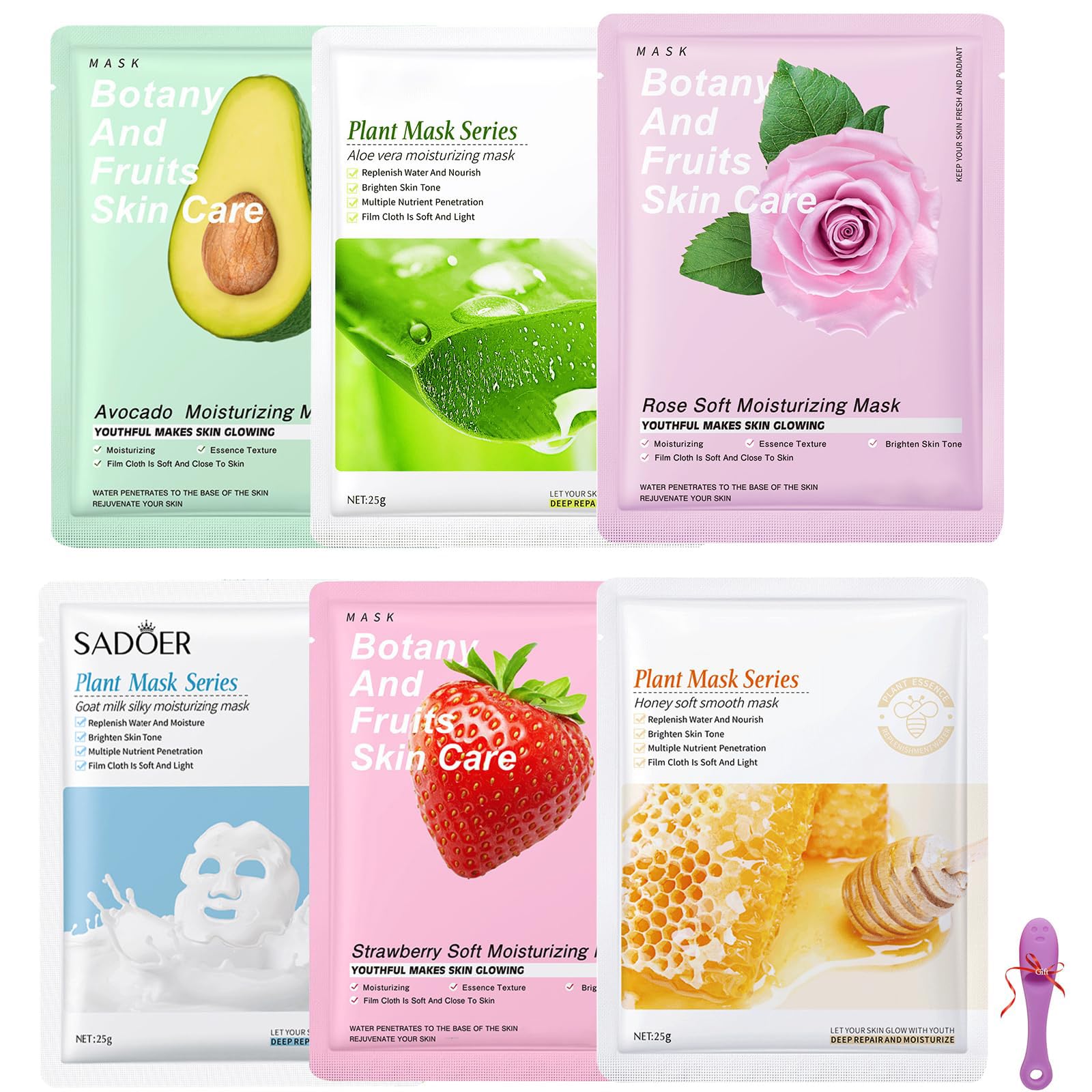 MMOOUPCollagen Essence Sheet Facial Masks, Pack of 6 Hydrating Facial Sheet Mask, Moisturizing Anti-Aging Facial Mask Packs for Daily Skin Care Spa