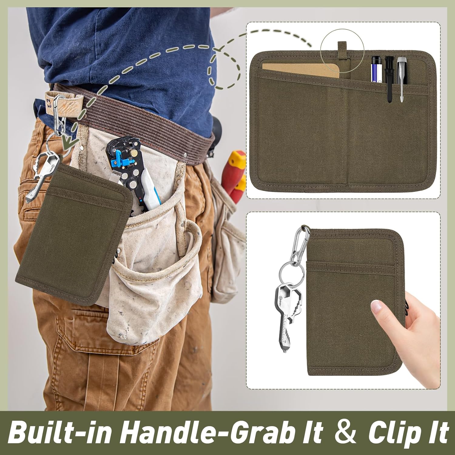 Journal Cover for Field Notes & Moleskine Cahier with YKK Zipper, 3.5x5.5 Waxed Canvas Notebook Cover with Pen Holder, Water Resistant Travel Planner Cover for Daily Use