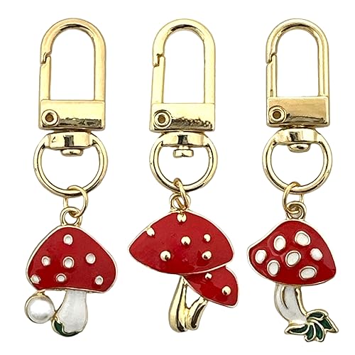 Evenchae Retro Mushroom Keychain Set of 3 | Kawaii Cottagecore