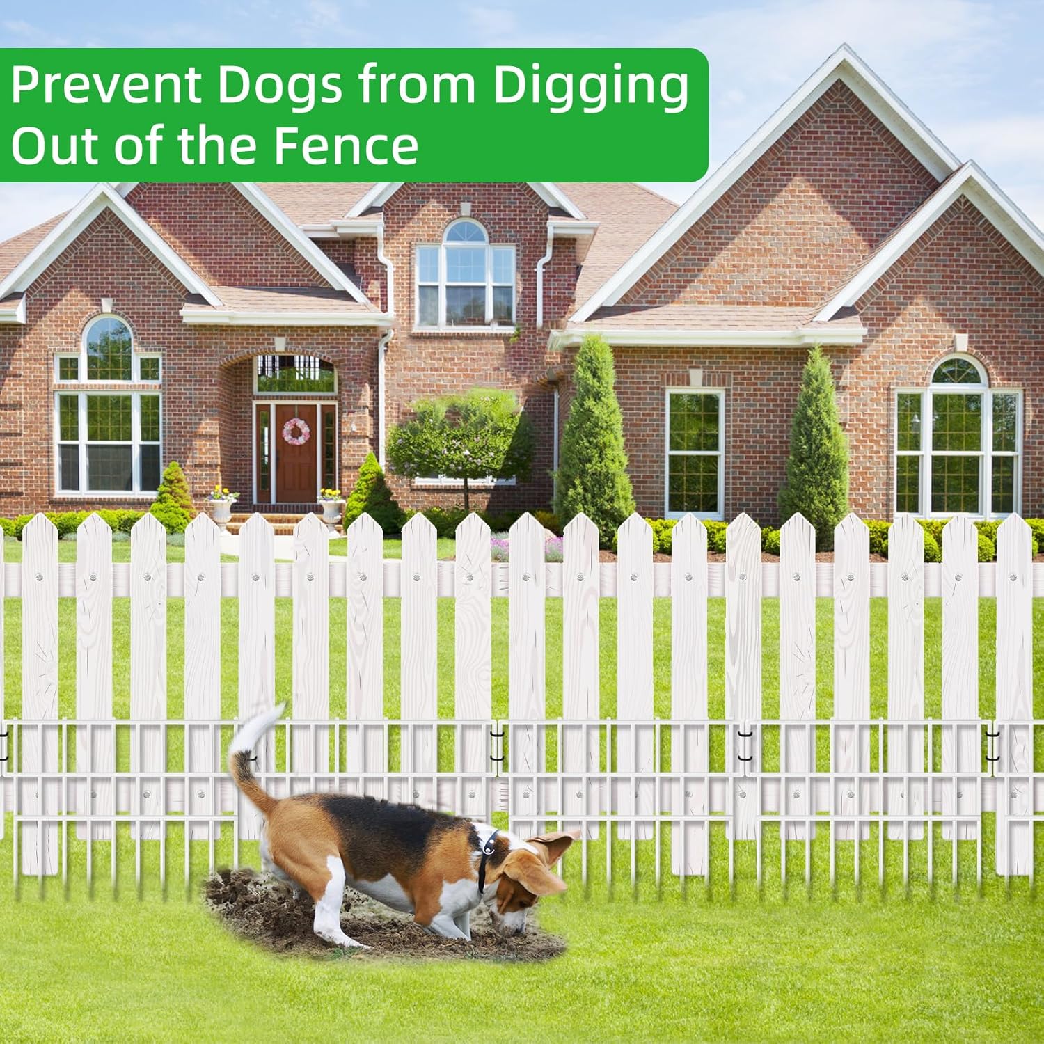 39.5ft(L) X 13in(H) Animal Barrier Fence, 28 Panels No Dig Fence for Dogs, 1.52IN Gap Anti Digging Dog Barrier, Rustproof Metal Garden Edging Border Defense for Outdoor, Yard, Lawn, White